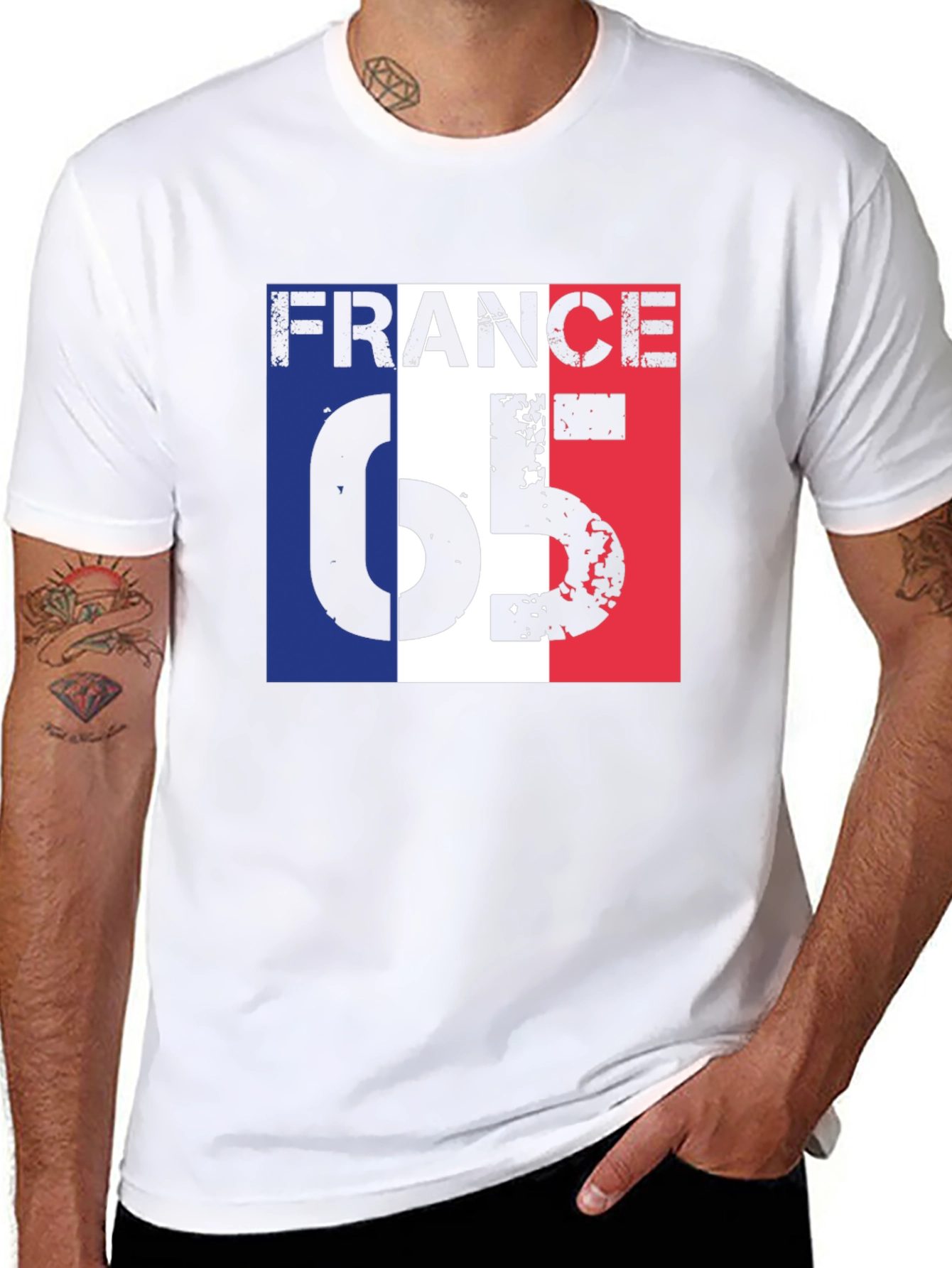 France 65 Graphic Tee - Patriotic French Flag T-Shirt
