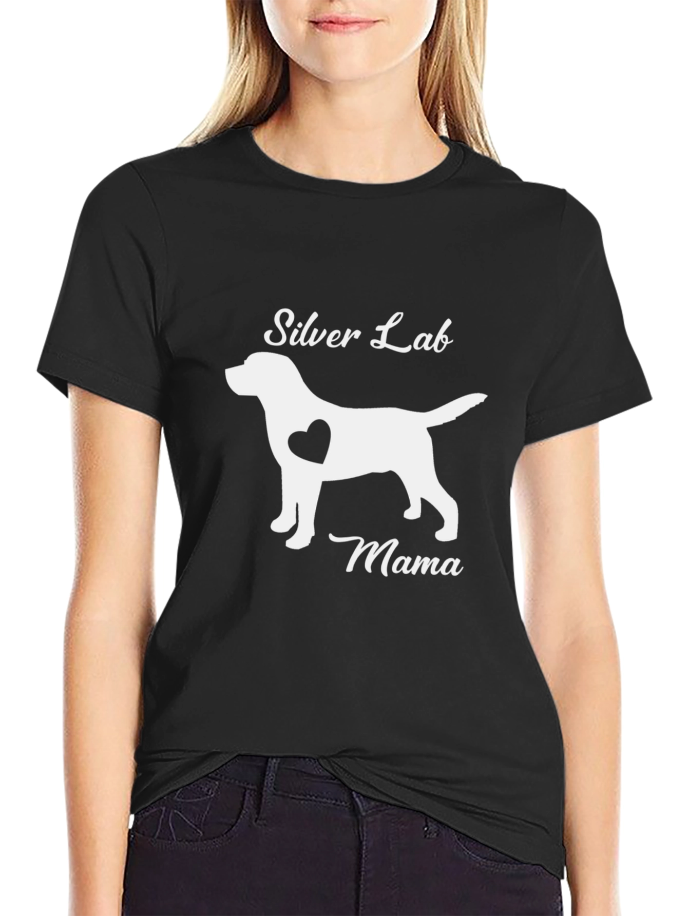 Silver Lab Mama Black T-Shirt