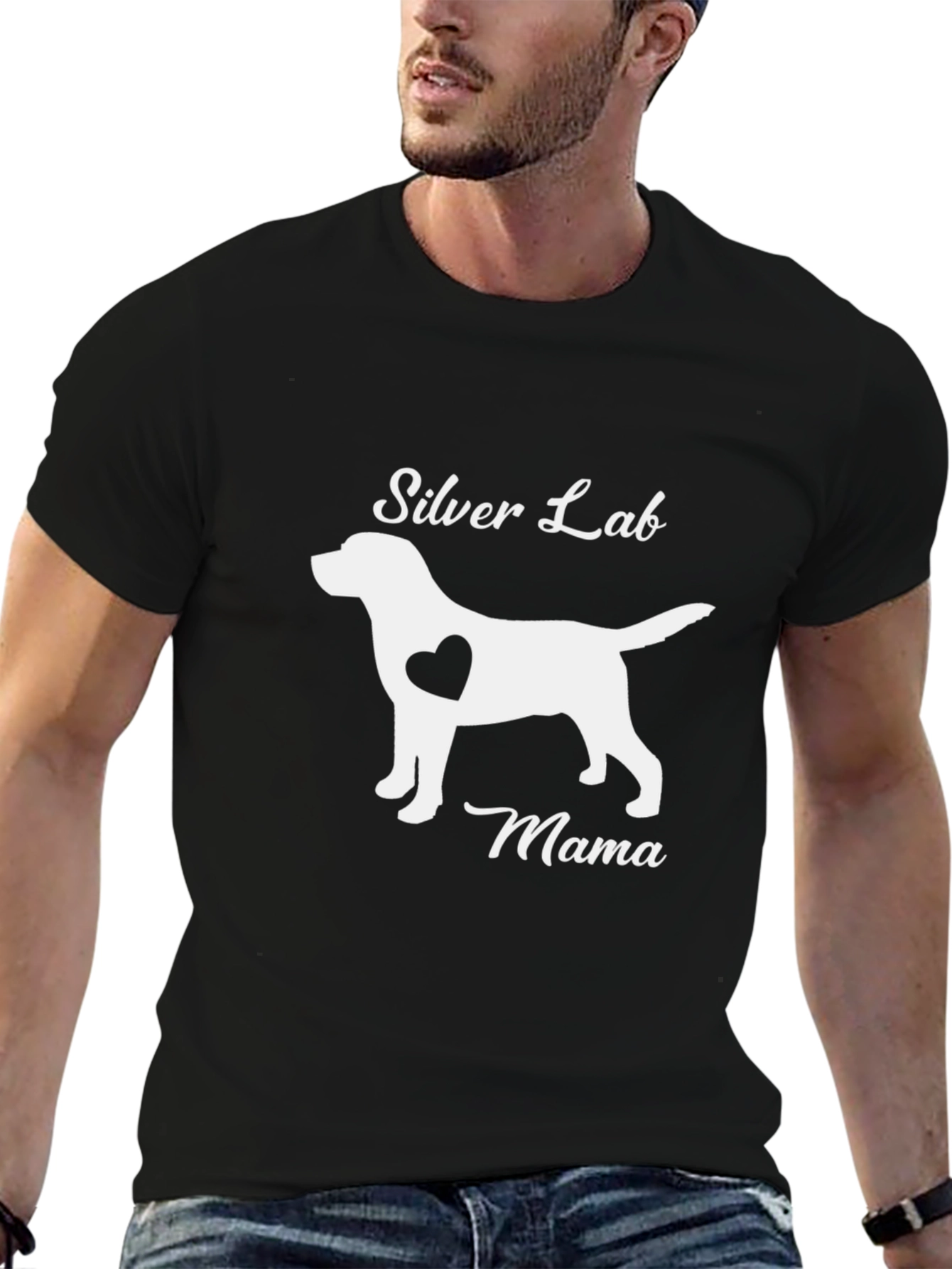 Silver Lab Mama Black T-Shirt