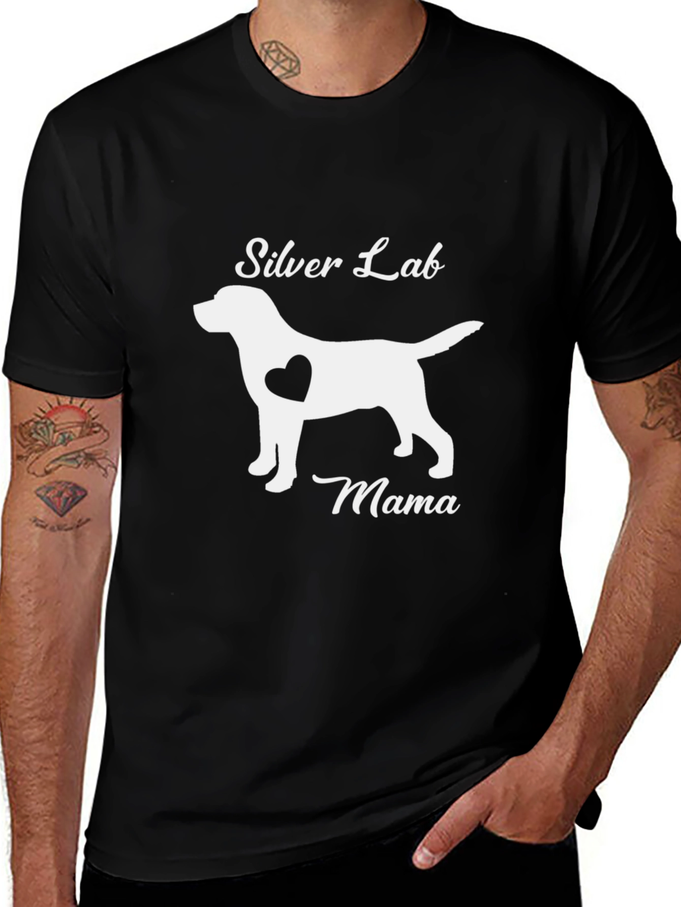 Silver Lab Mama Black T-Shirt