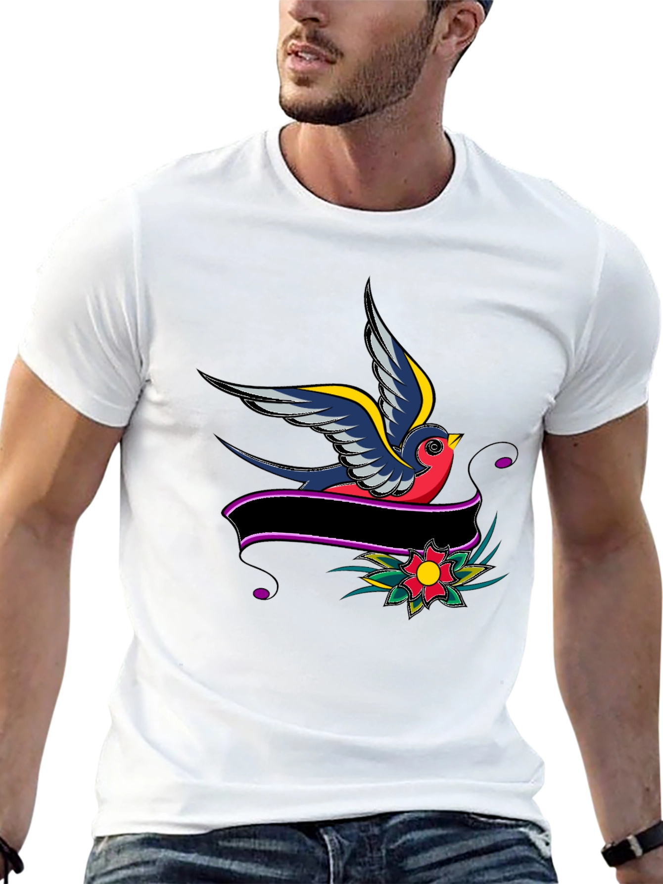Swallow & Banner Graphic Black T-Shirt