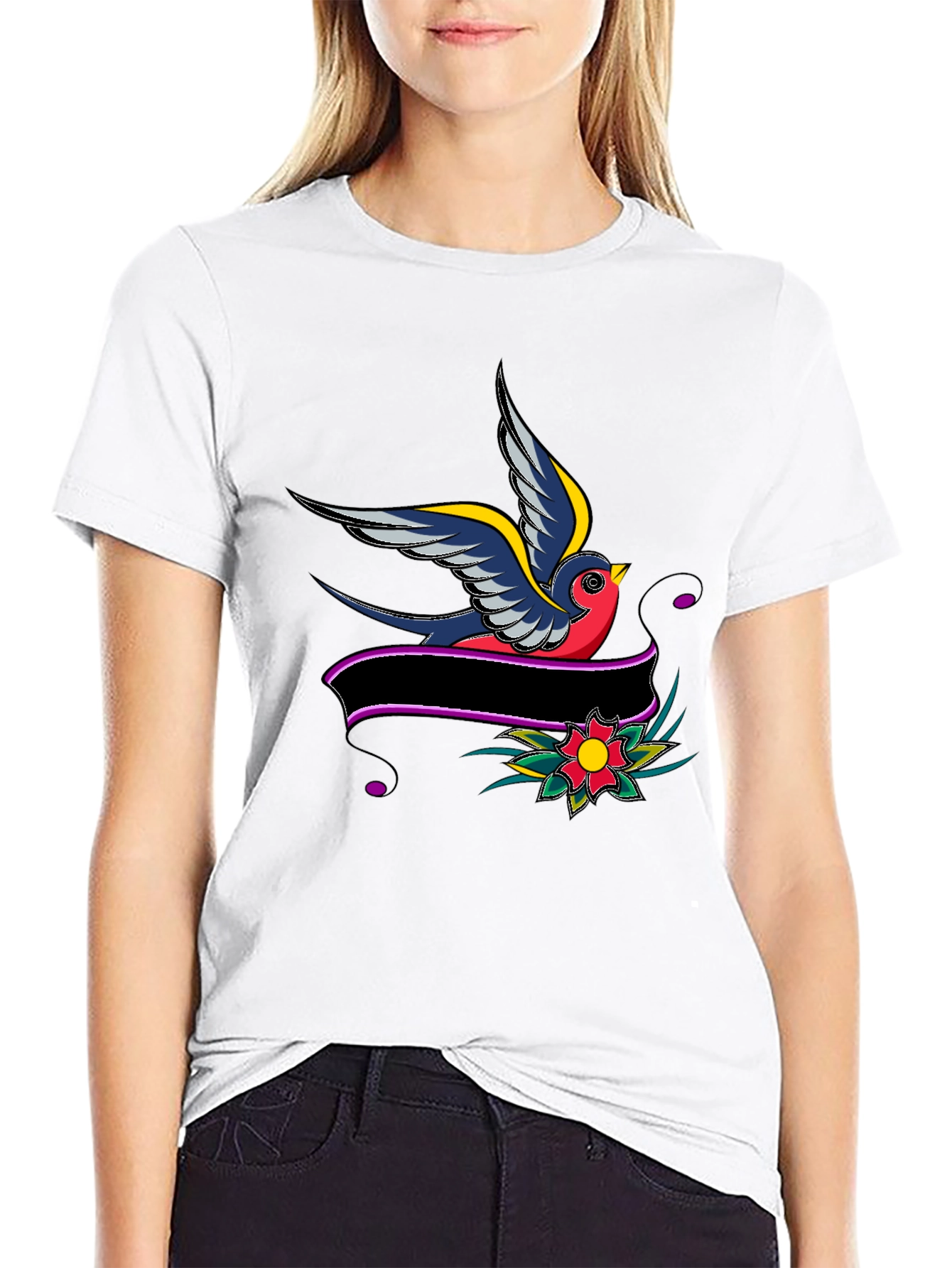 Swallow & Banner Graphic Black T-Shirt