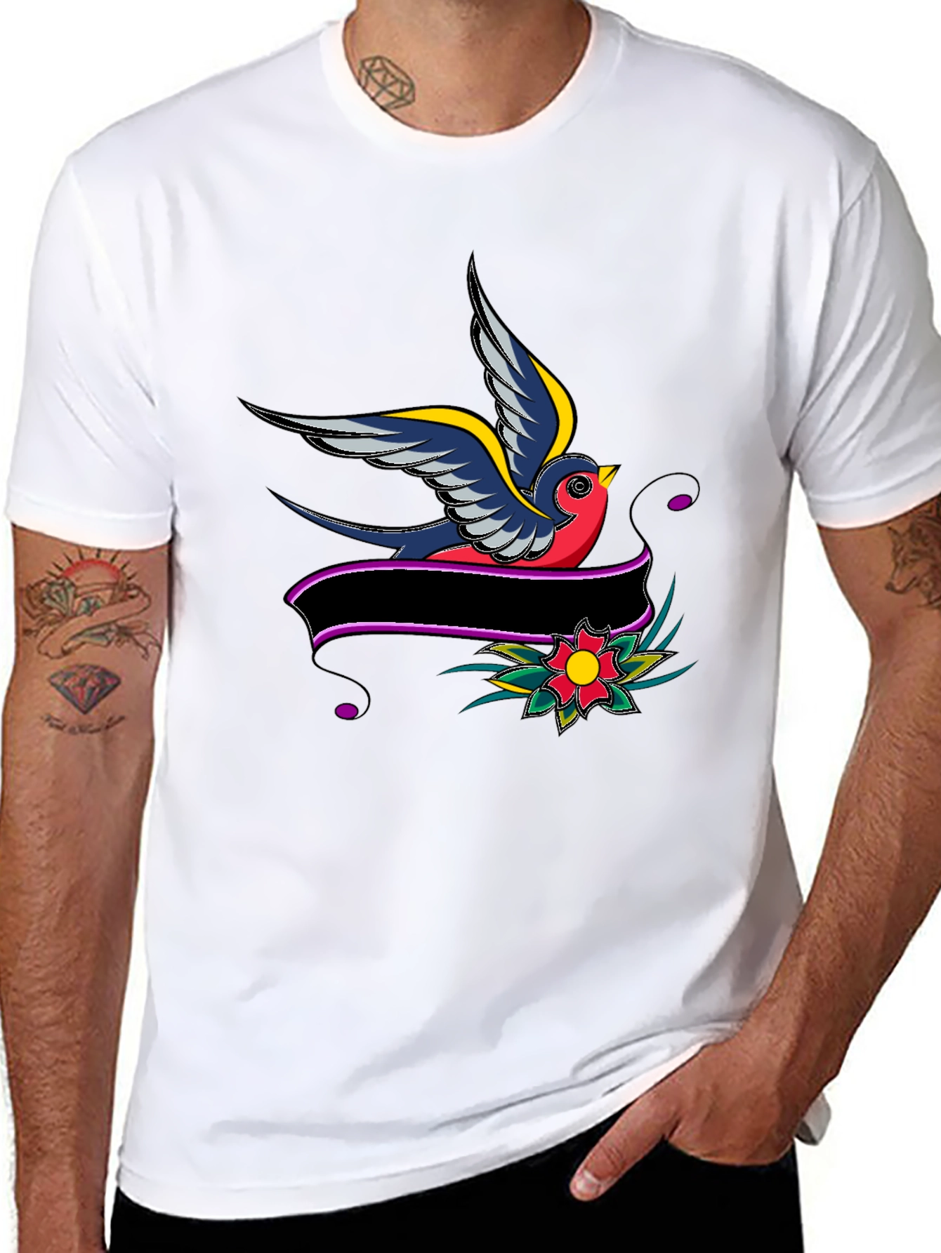 Swallow & Banner Graphic Black T-Shirt