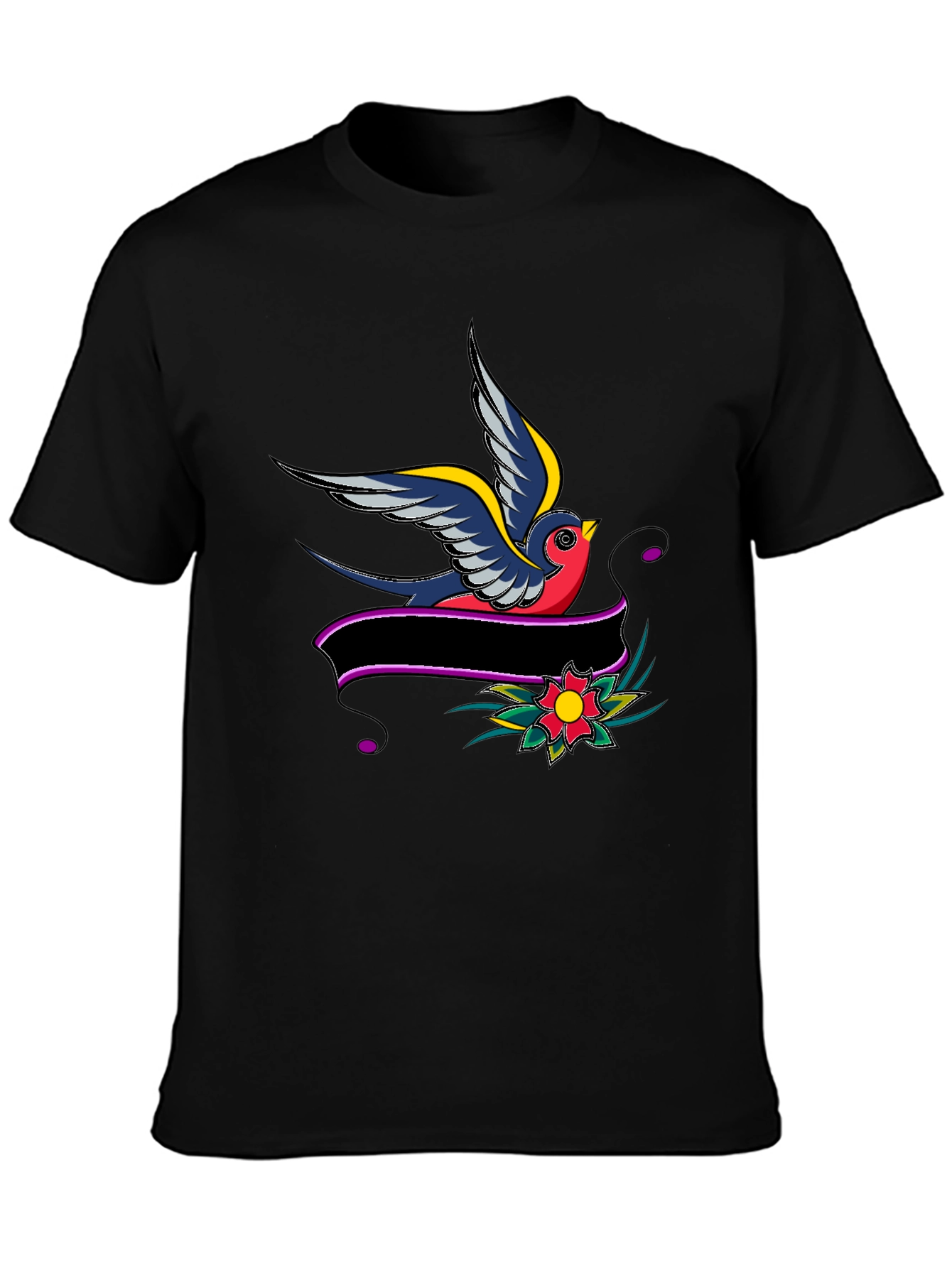 Swallow & Banner Graphic Black T-Shirt