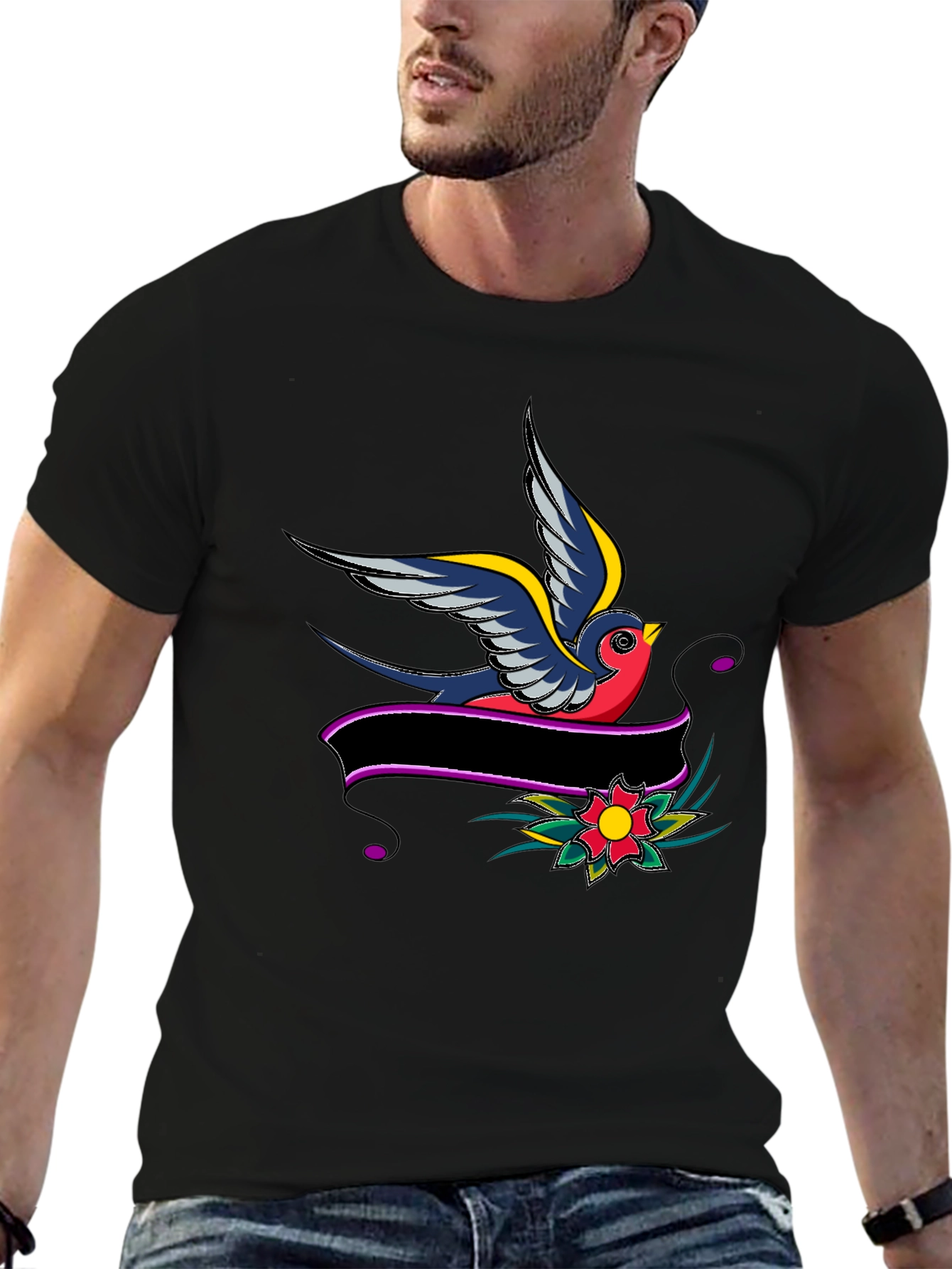 Swallow & Banner Graphic Black T-Shirt