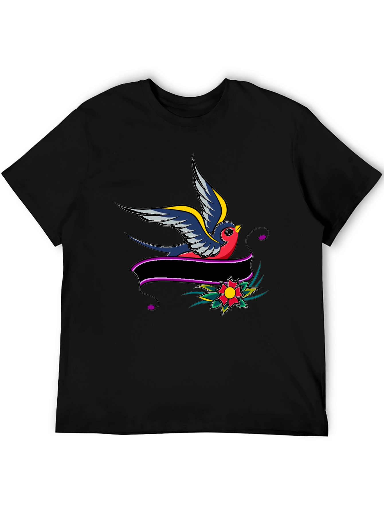 Swallow & Banner Graphic Black T-Shirt