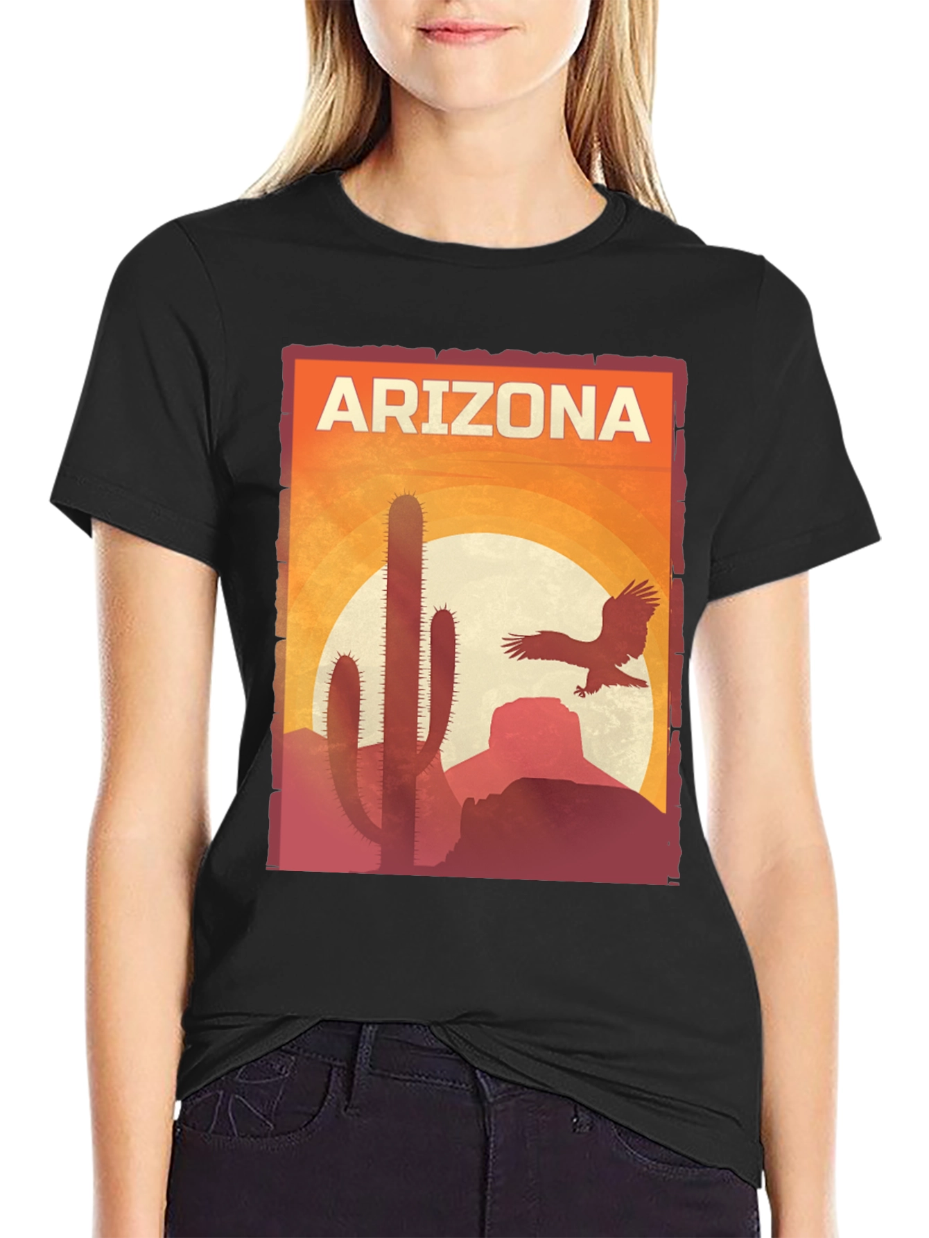 Arizona Desert Graphic Tee - Black Cotton Shirt