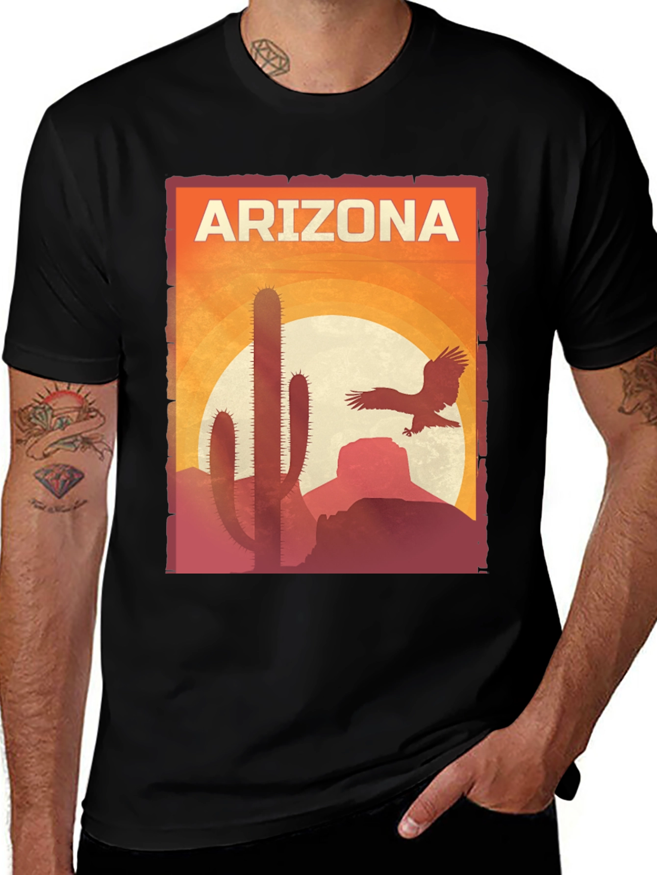 Arizona Desert Graphic Tee - Black Cotton Shirt