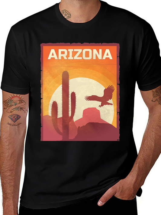 Arizona Desert Graphic Tee - Black Cotton Shirt