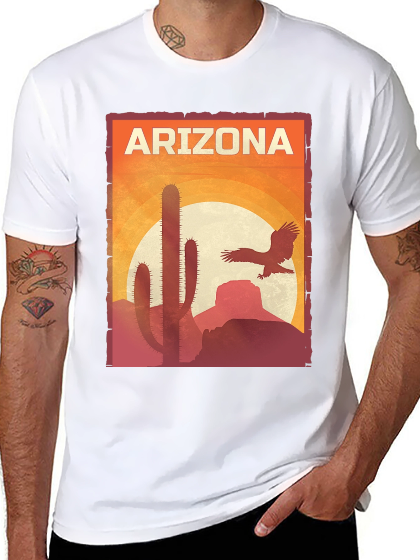 Arizona Desert Graphic Tee - Black Cotton Shirt