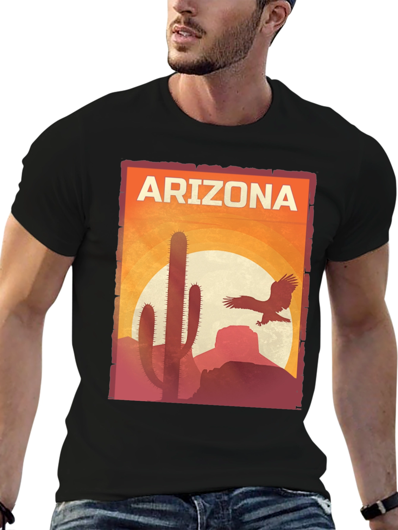 Arizona Desert Graphic Tee - Black Cotton Shirt