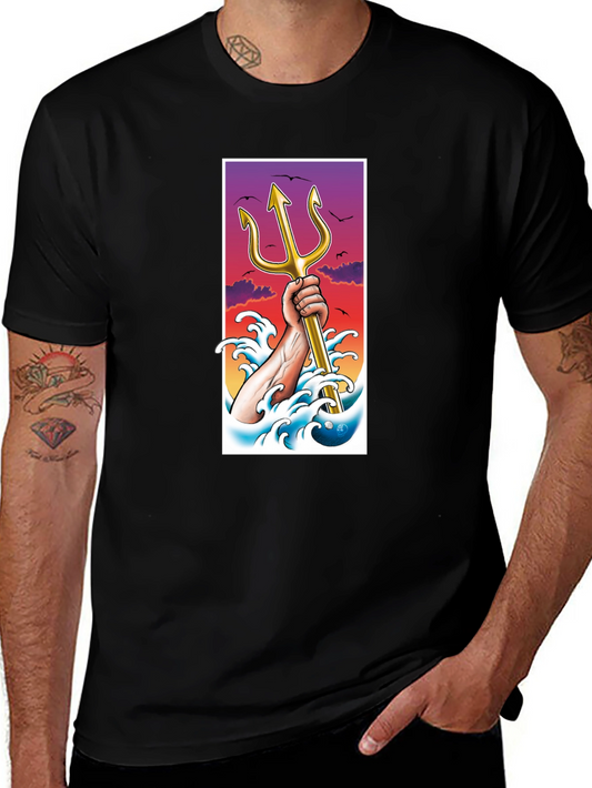 Trident Graphic Tee - Stylish Cotton Blend T-Shirt