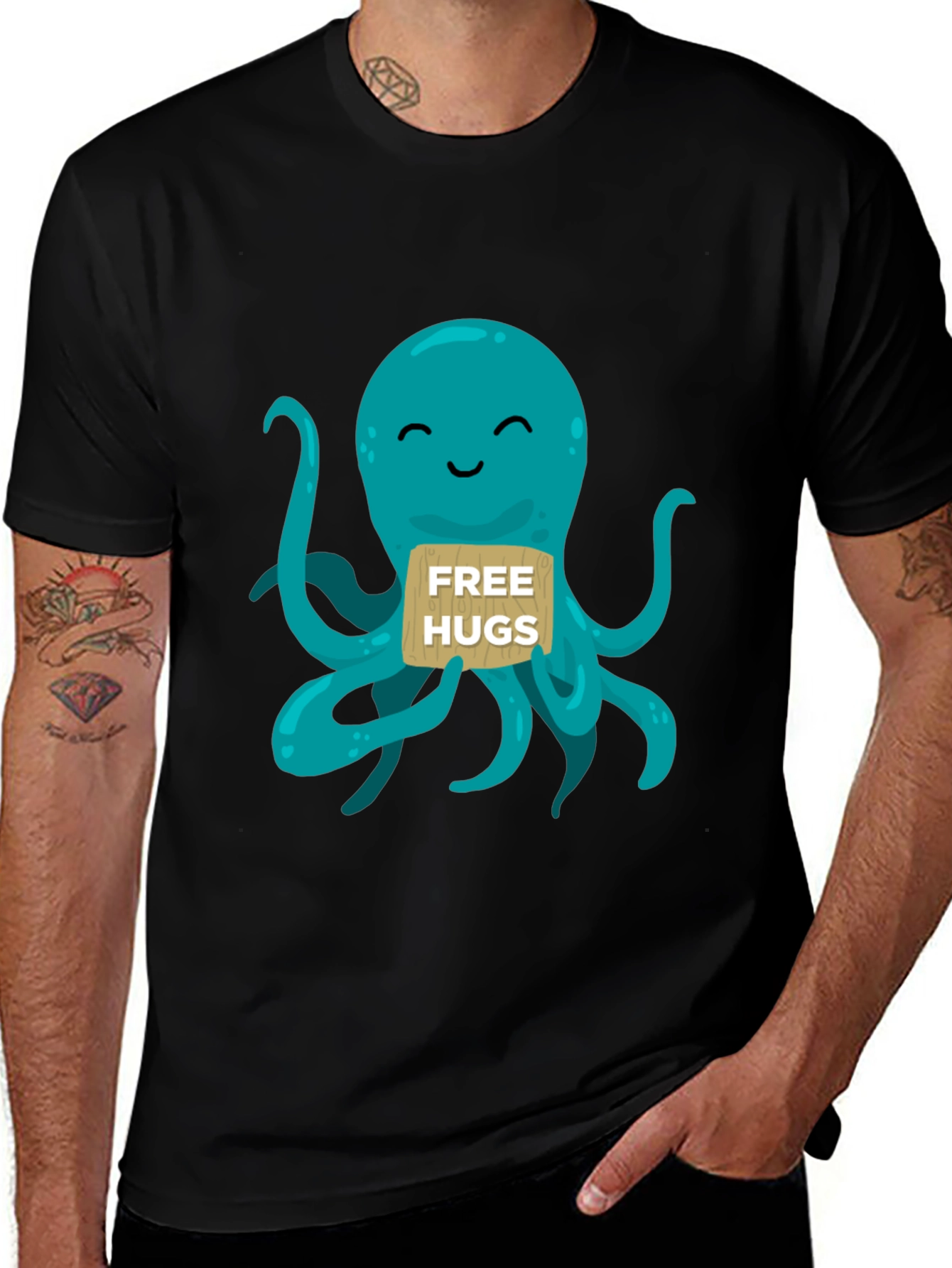 Free Hugs Octopus Graphic T-Shirt - Cute & Comfy!