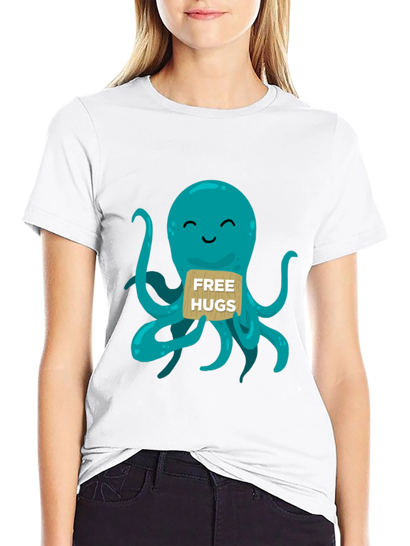 Free Hugs Octopus Graphic T-Shirt - Cute & Comfy!