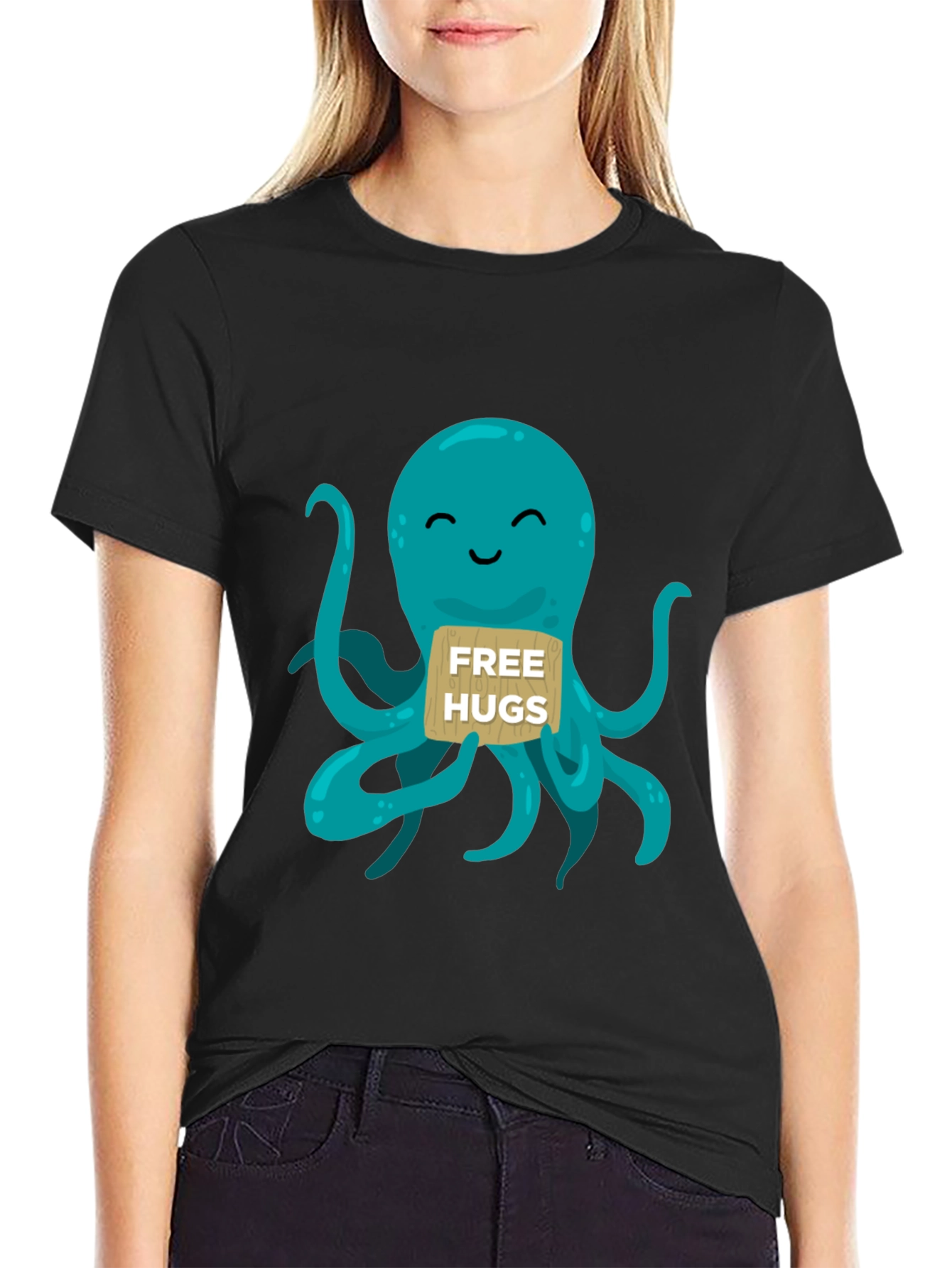 Free Hugs Octopus Graphic T-Shirt - Cute & Comfy!