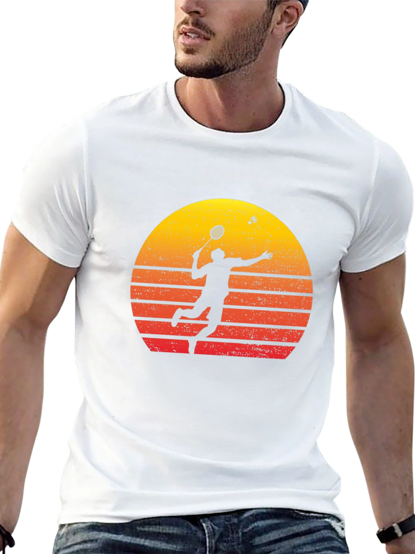 Retro Badminton Player Graphic Tee