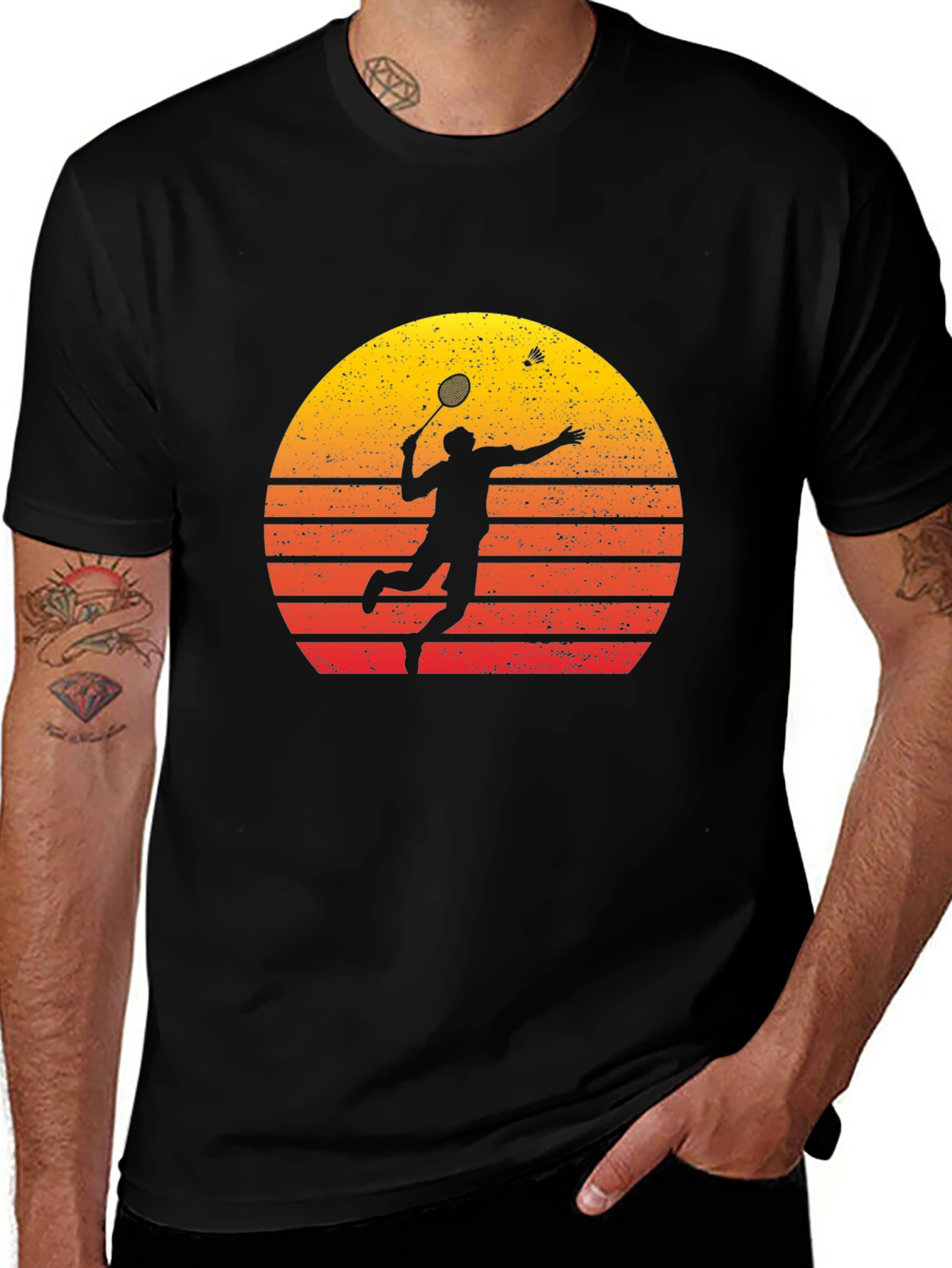 Retro Badminton Player Graphic Tee
