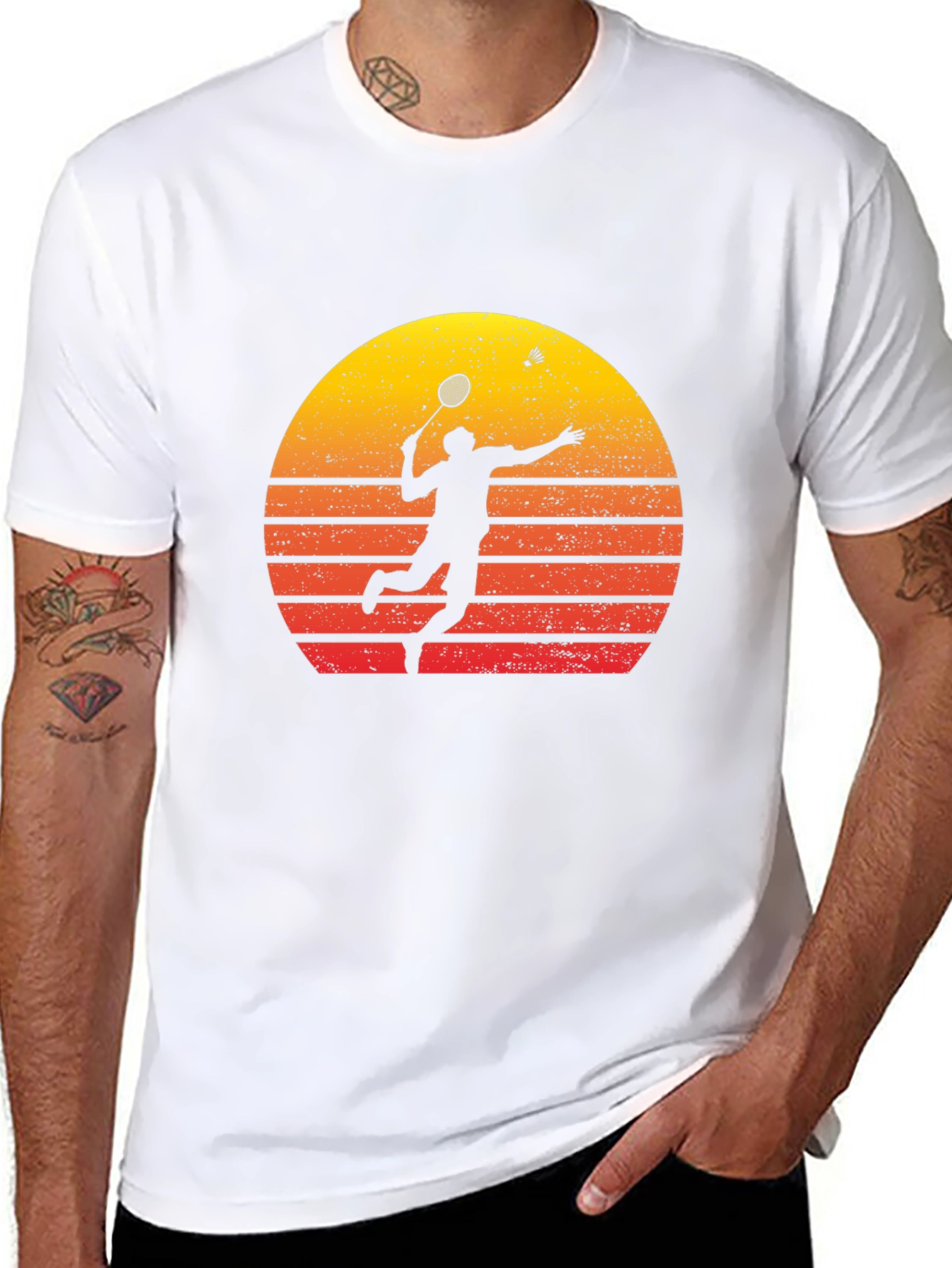 Retro Badminton Player Graphic Tee