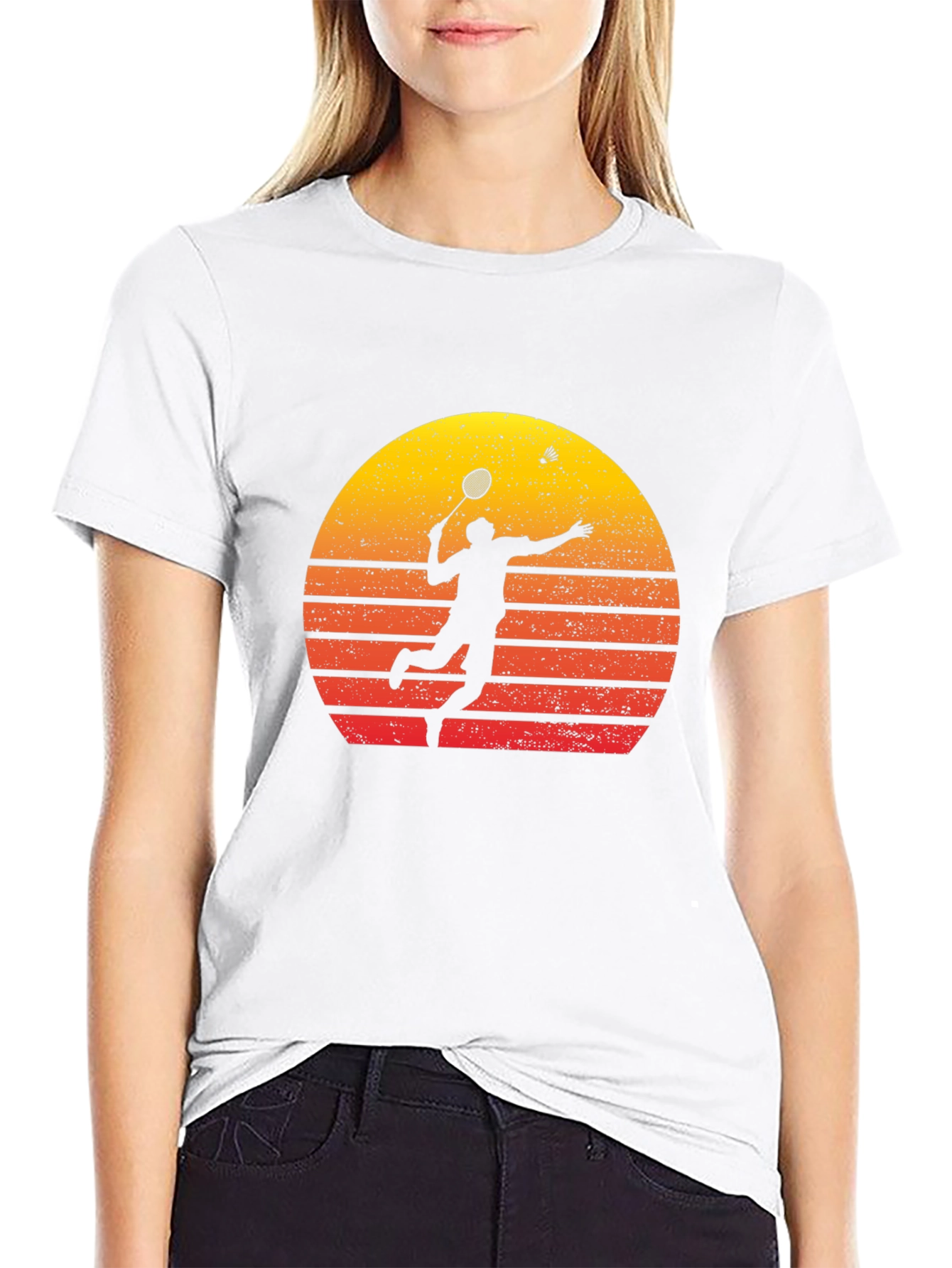 Retro Badminton Player Graphic Tee