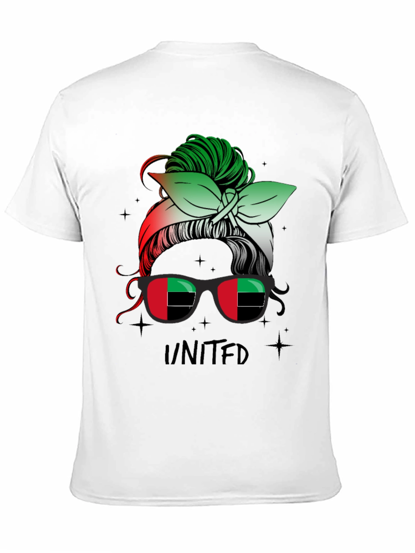 United Messy Bun T-Shirt - UAE Flag Sunglasses