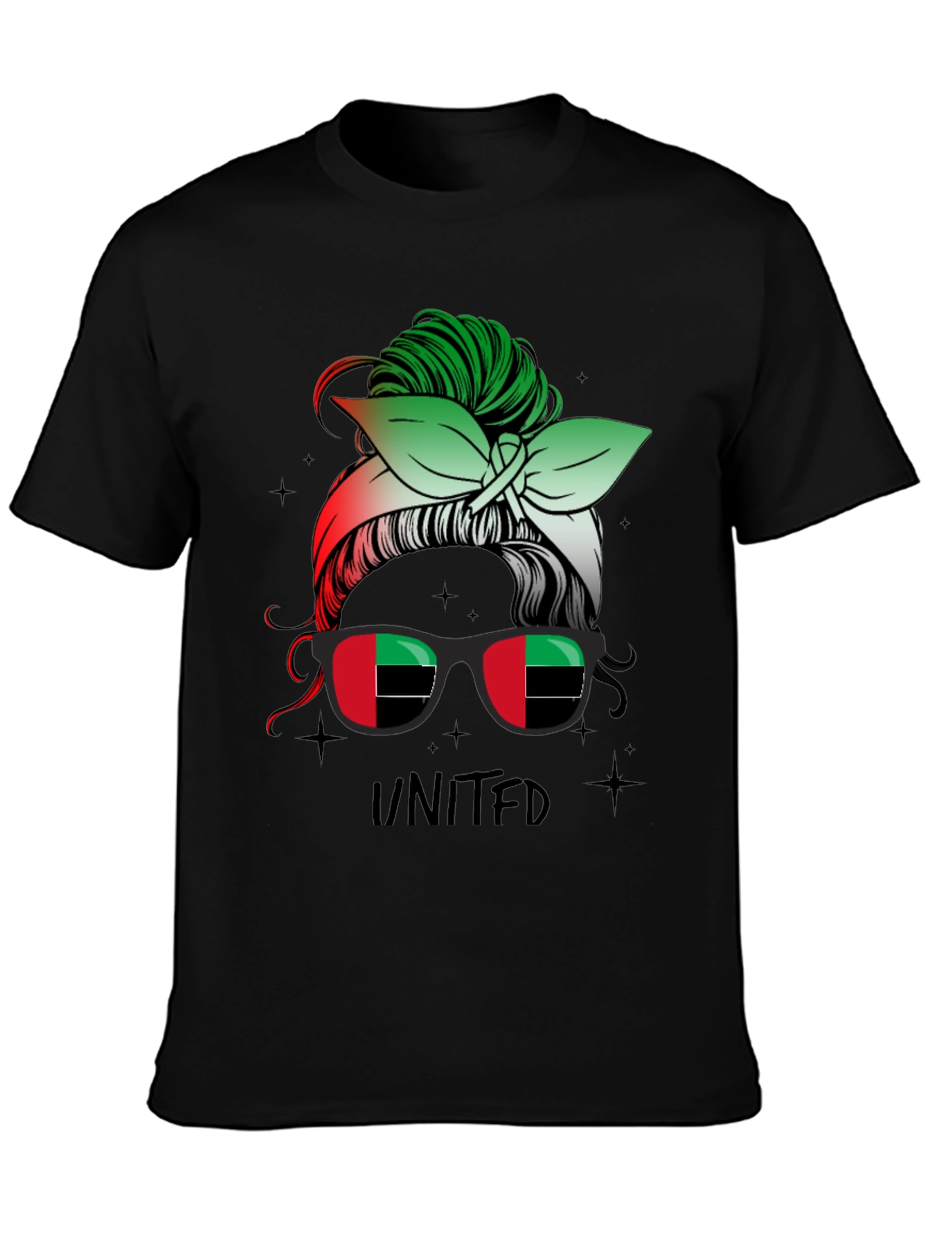 United Messy Bun T-Shirt - UAE Flag Sunglasses