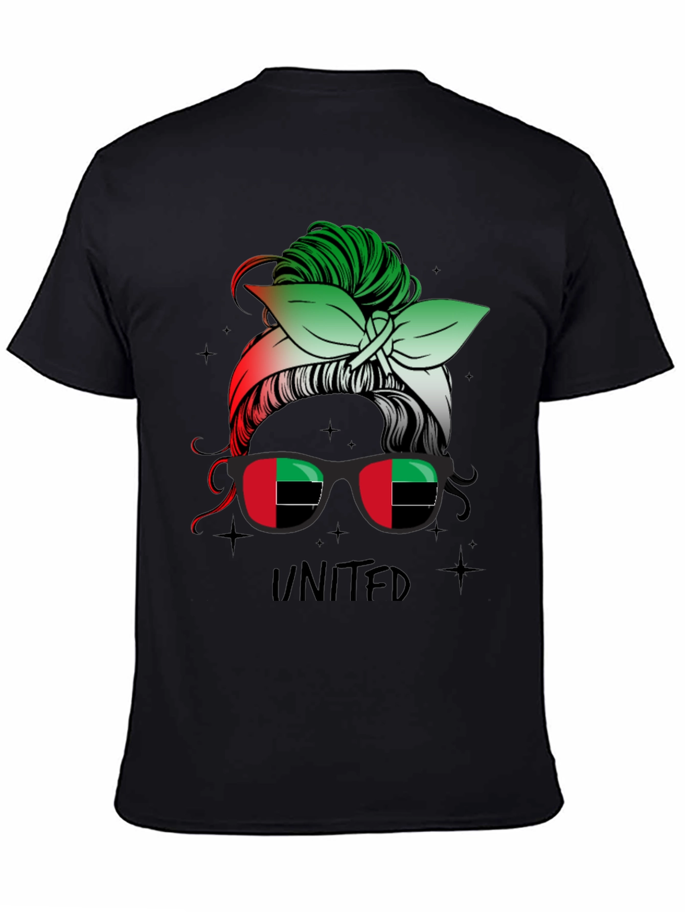 United Messy Bun T-Shirt - UAE Flag Sunglasses
