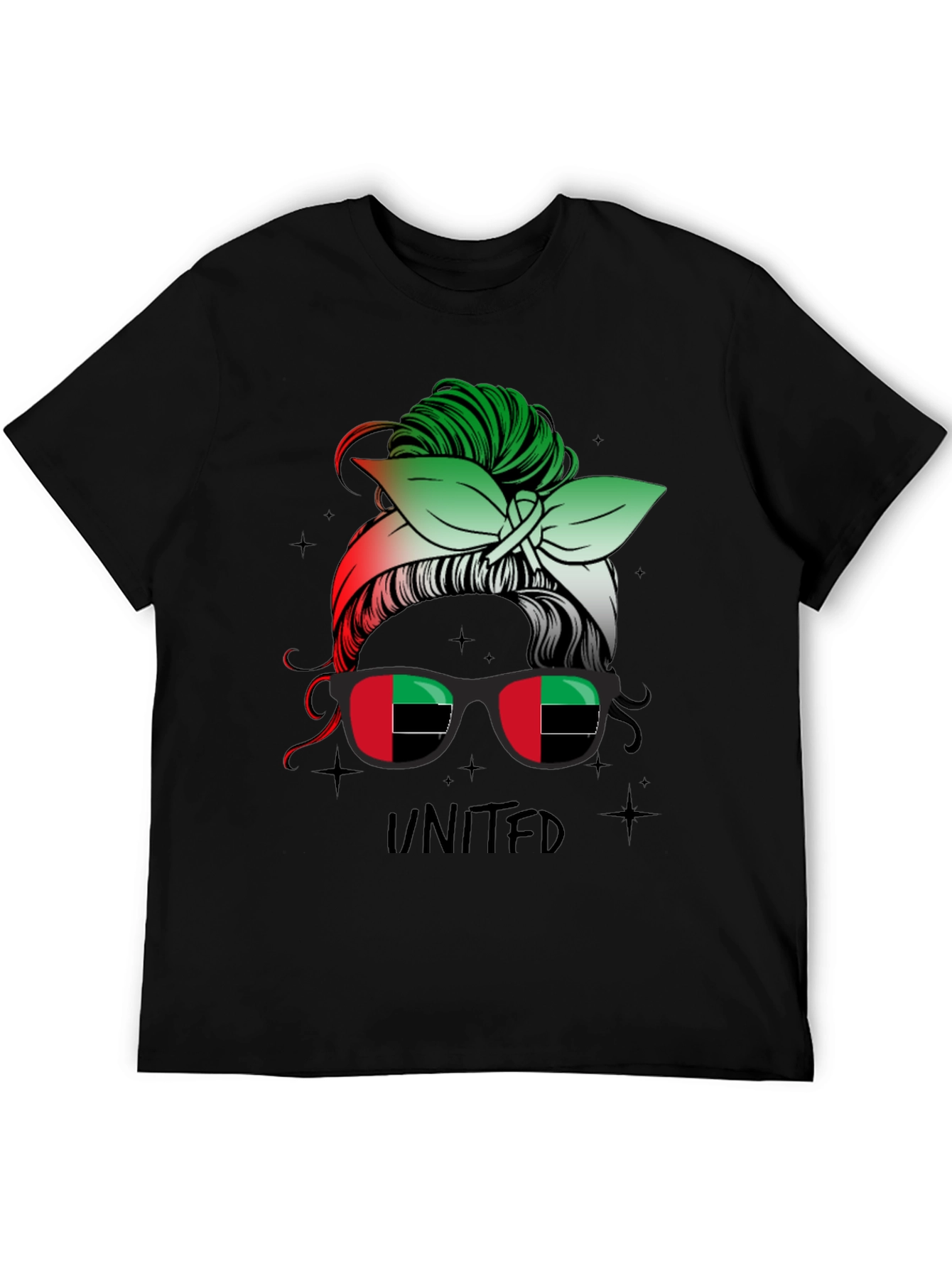 United Messy Bun T-Shirt - UAE Flag Sunglasses