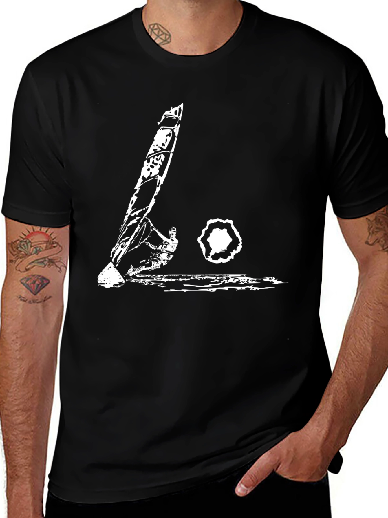 Black T-Shirt with Abstract Guitar Design