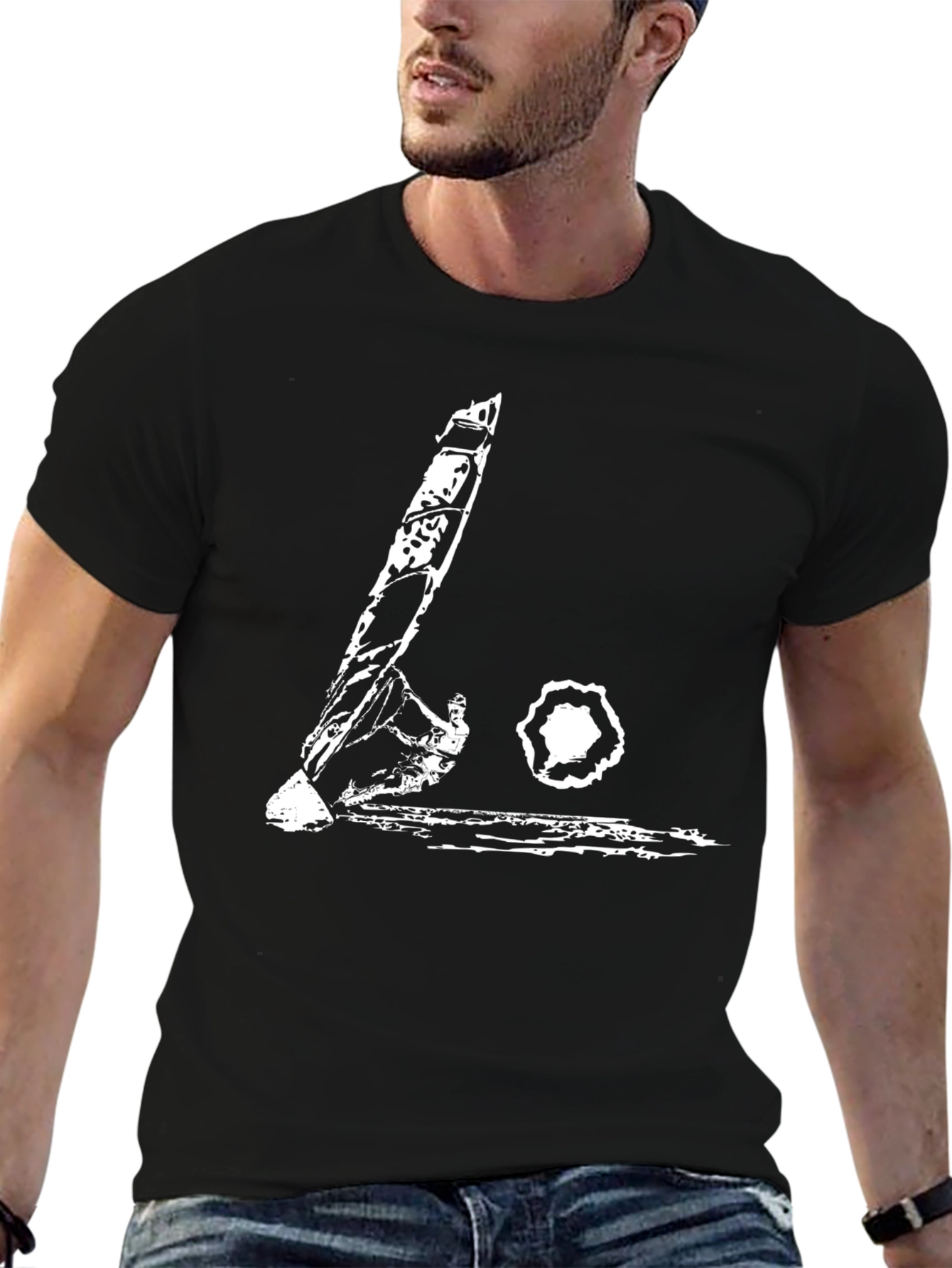 Black T-Shirt with Abstract Guitar Design