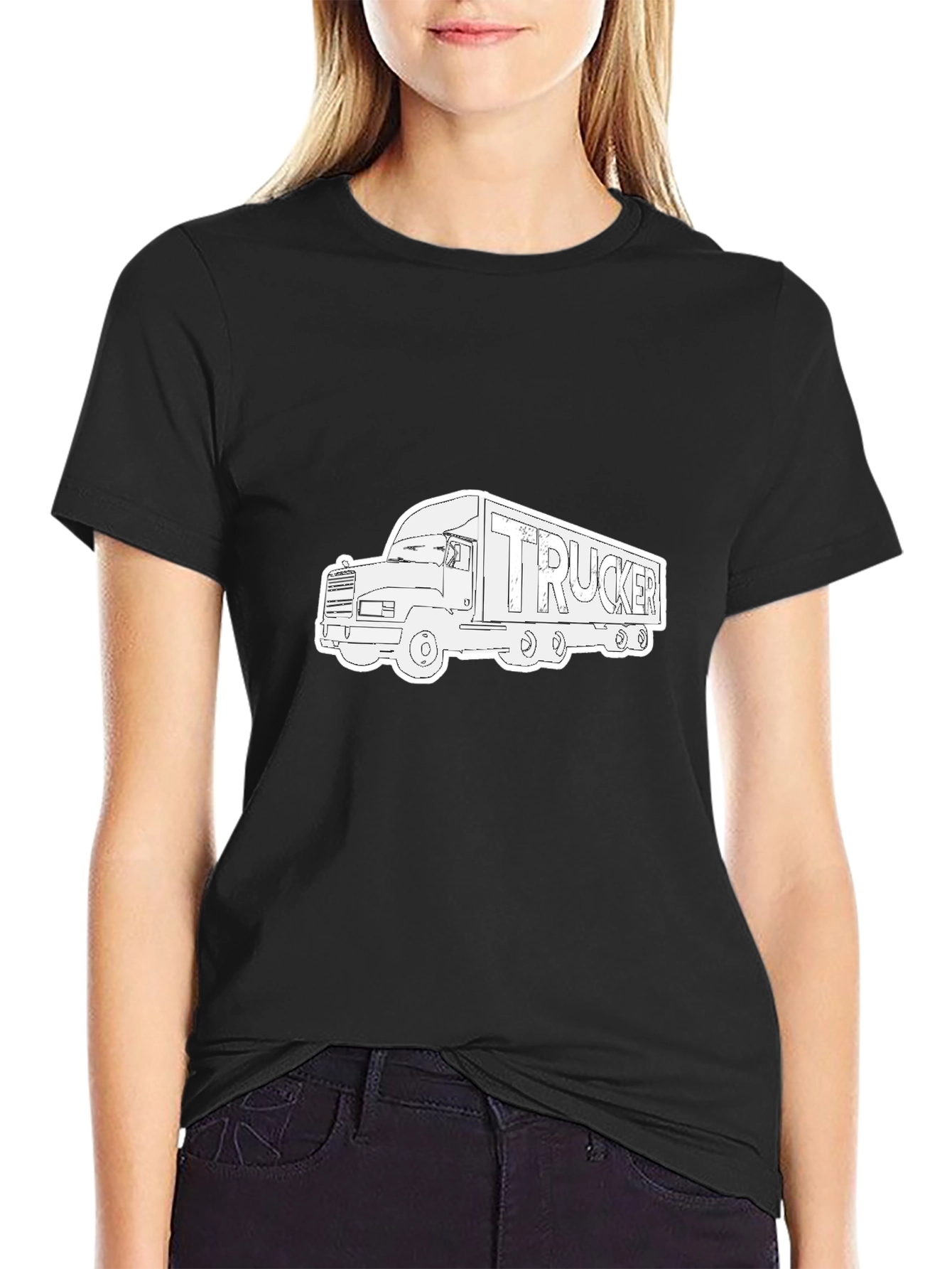 Trucker Tee - Black Truck Graphic T-Shirt