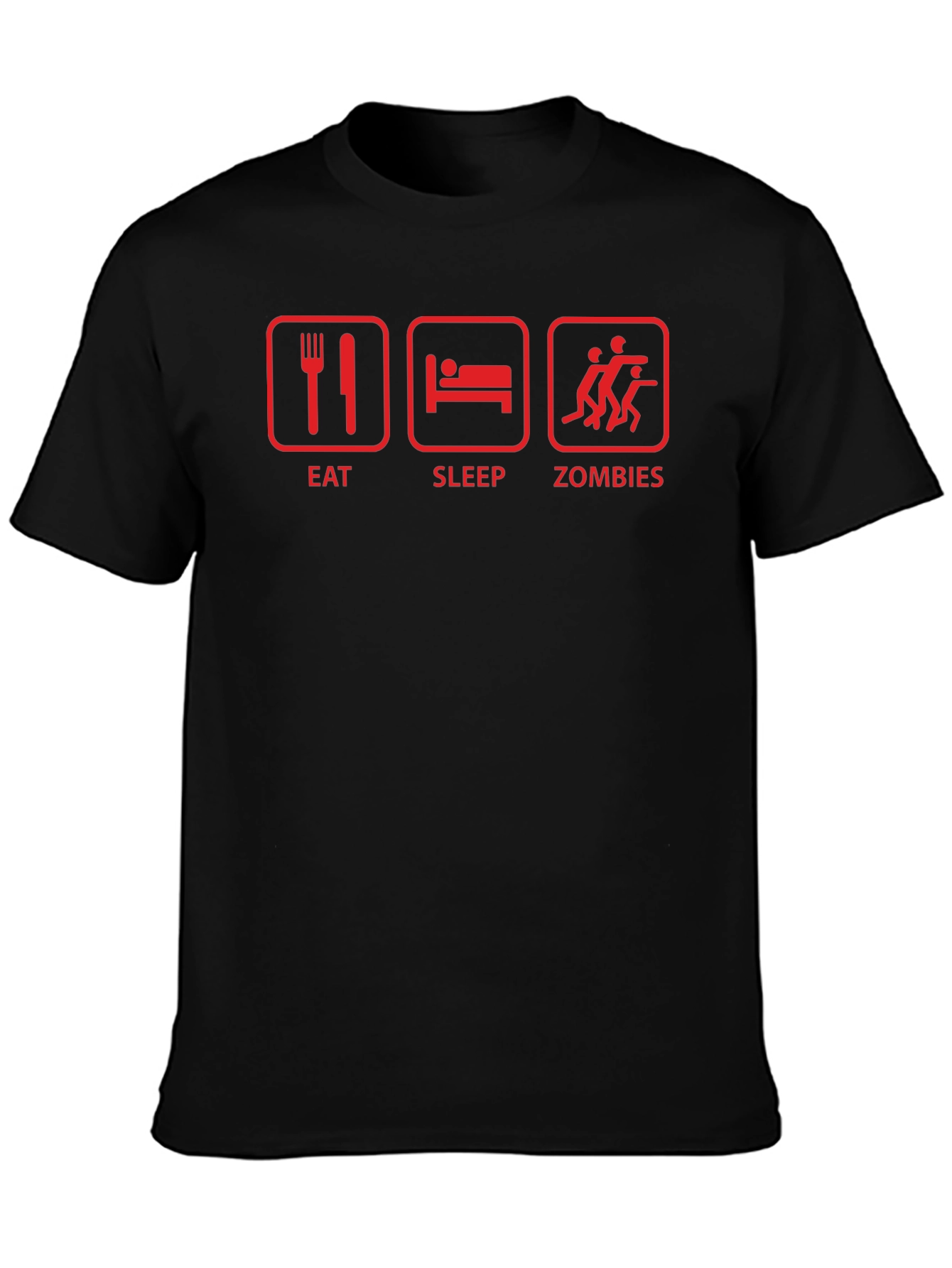 Eat Sleep Zombies Black Graphic T-Shirt