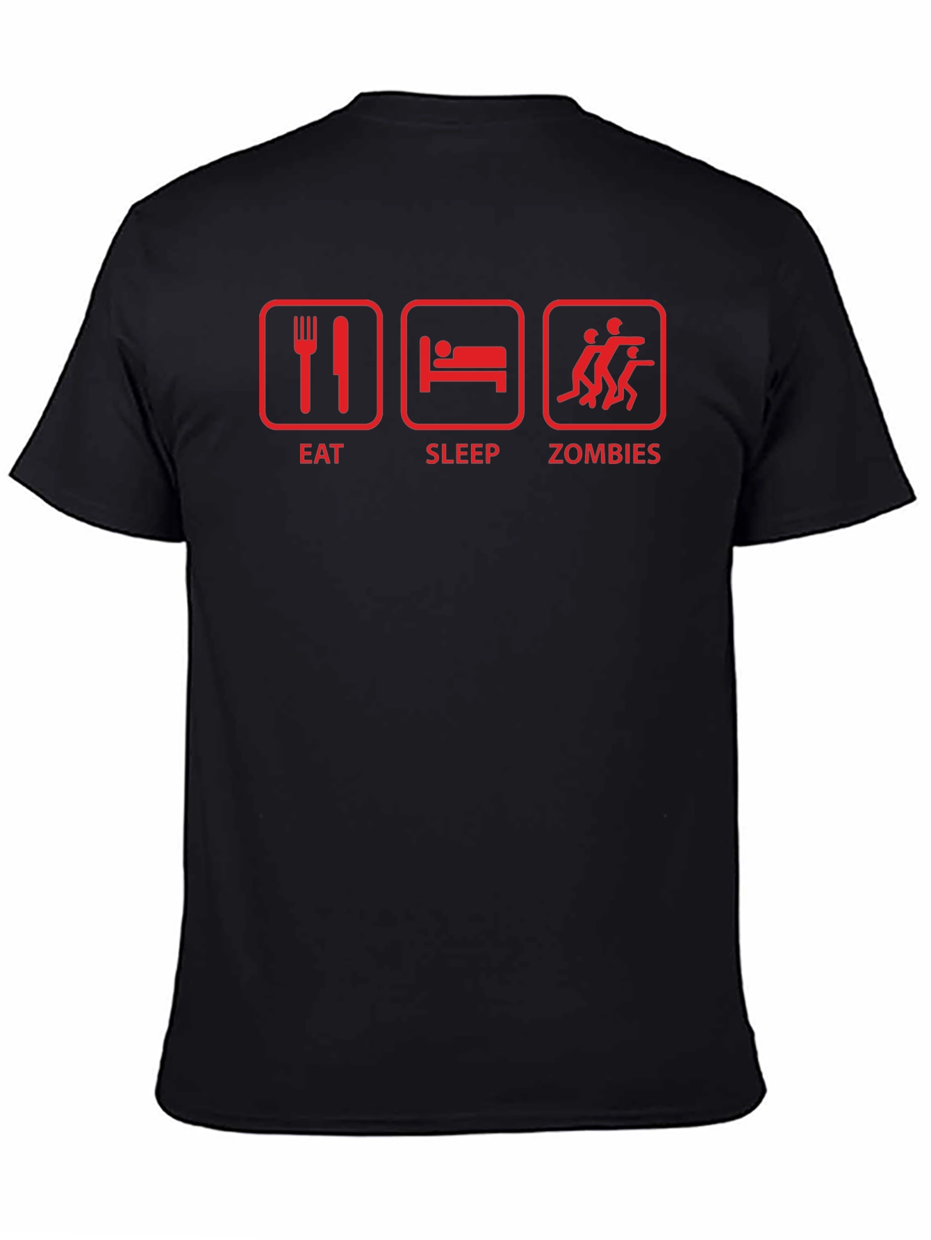Eat Sleep Zombies Black Graphic T-Shirt