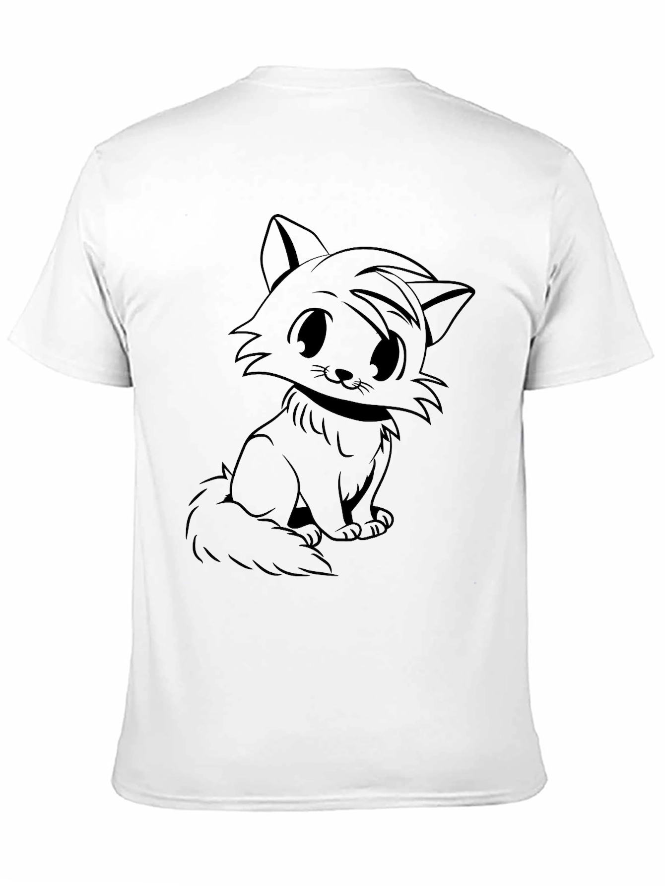 Cute Cartoon Cat Graphic Black T-Shirt
