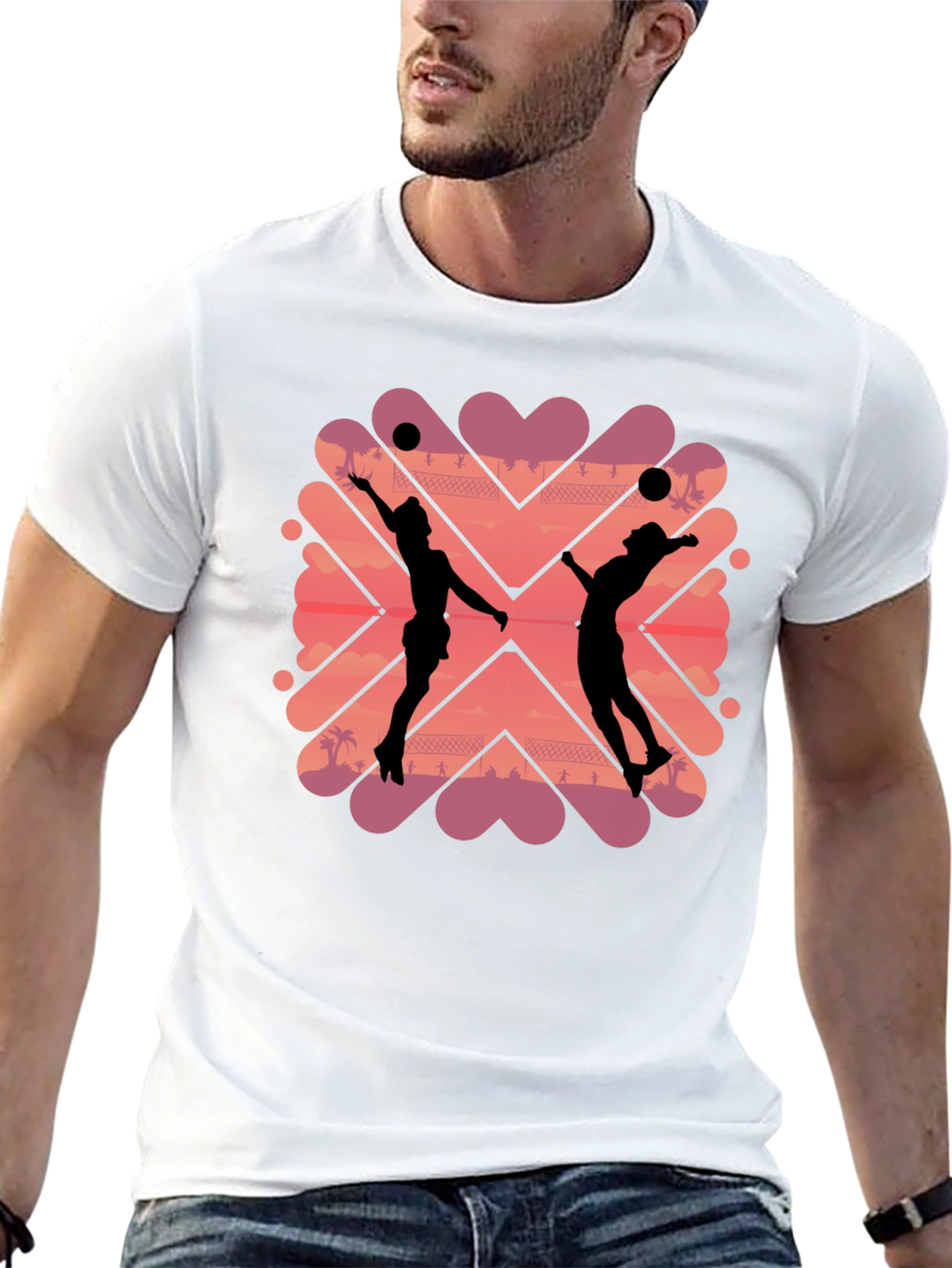 Volleyball Sunset Graphic T-Shirt