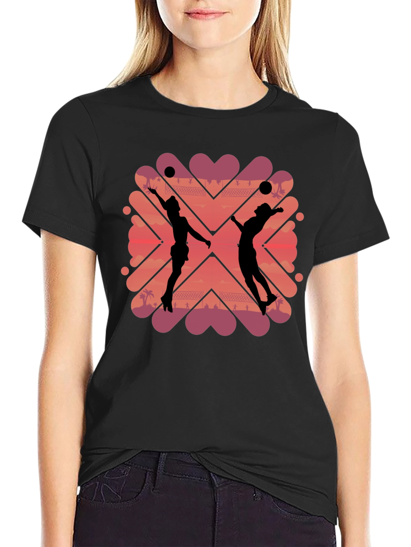 Volleyball Sunset Graphic T-Shirt