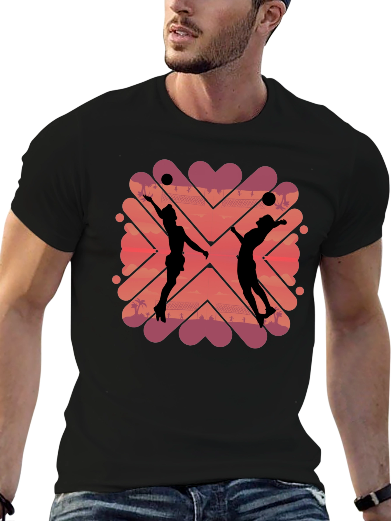 Volleyball Sunset Graphic T-Shirt