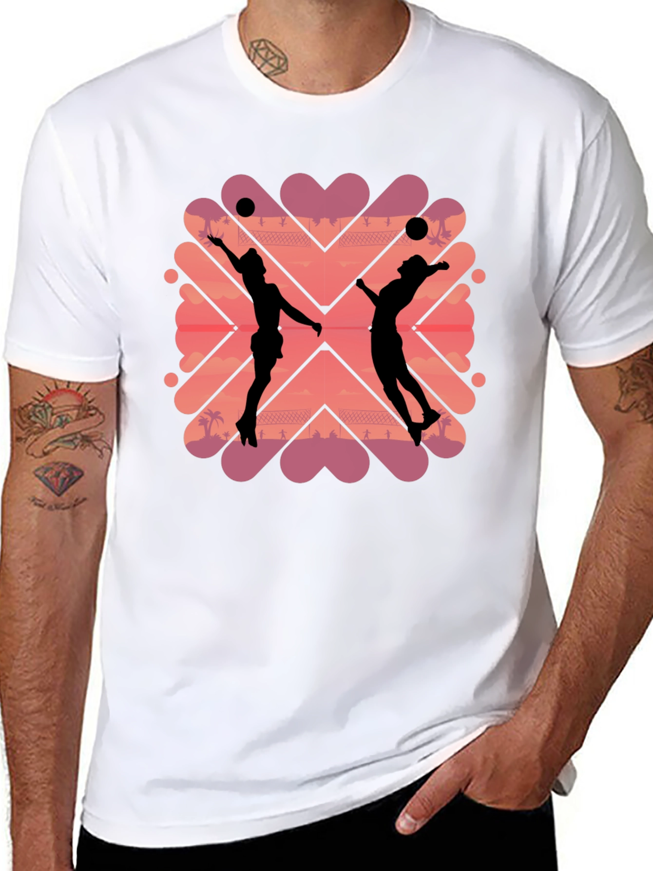 Volleyball Sunset Graphic T-Shirt
