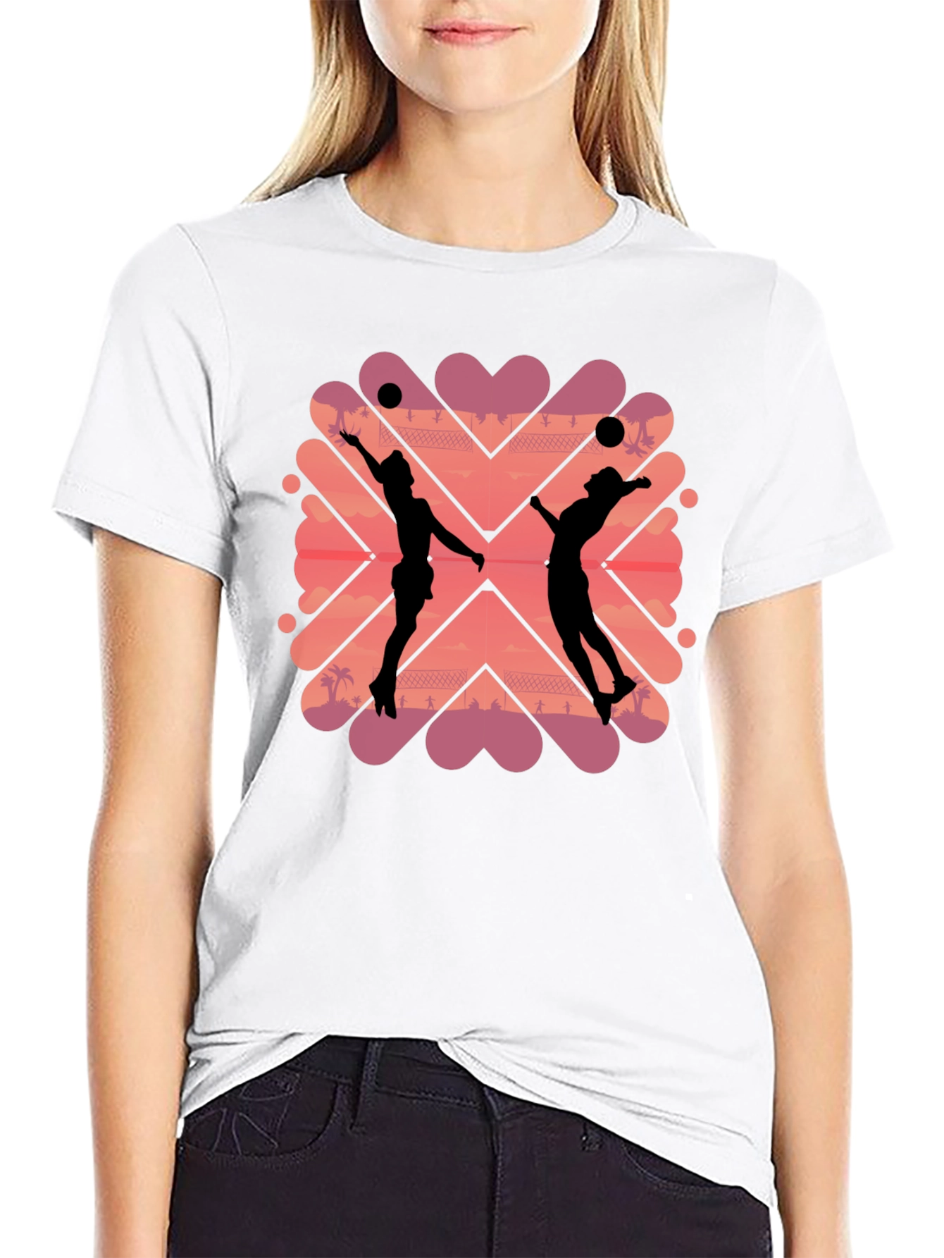 Volleyball Sunset Graphic T-Shirt