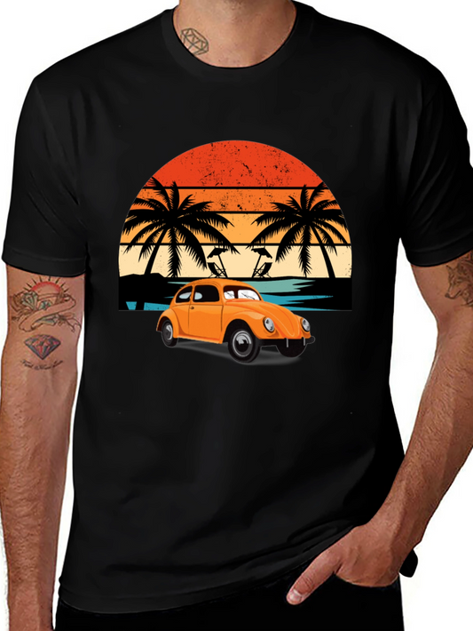 Vintage Sunset Car Graphic T-Shirt - Retro Style