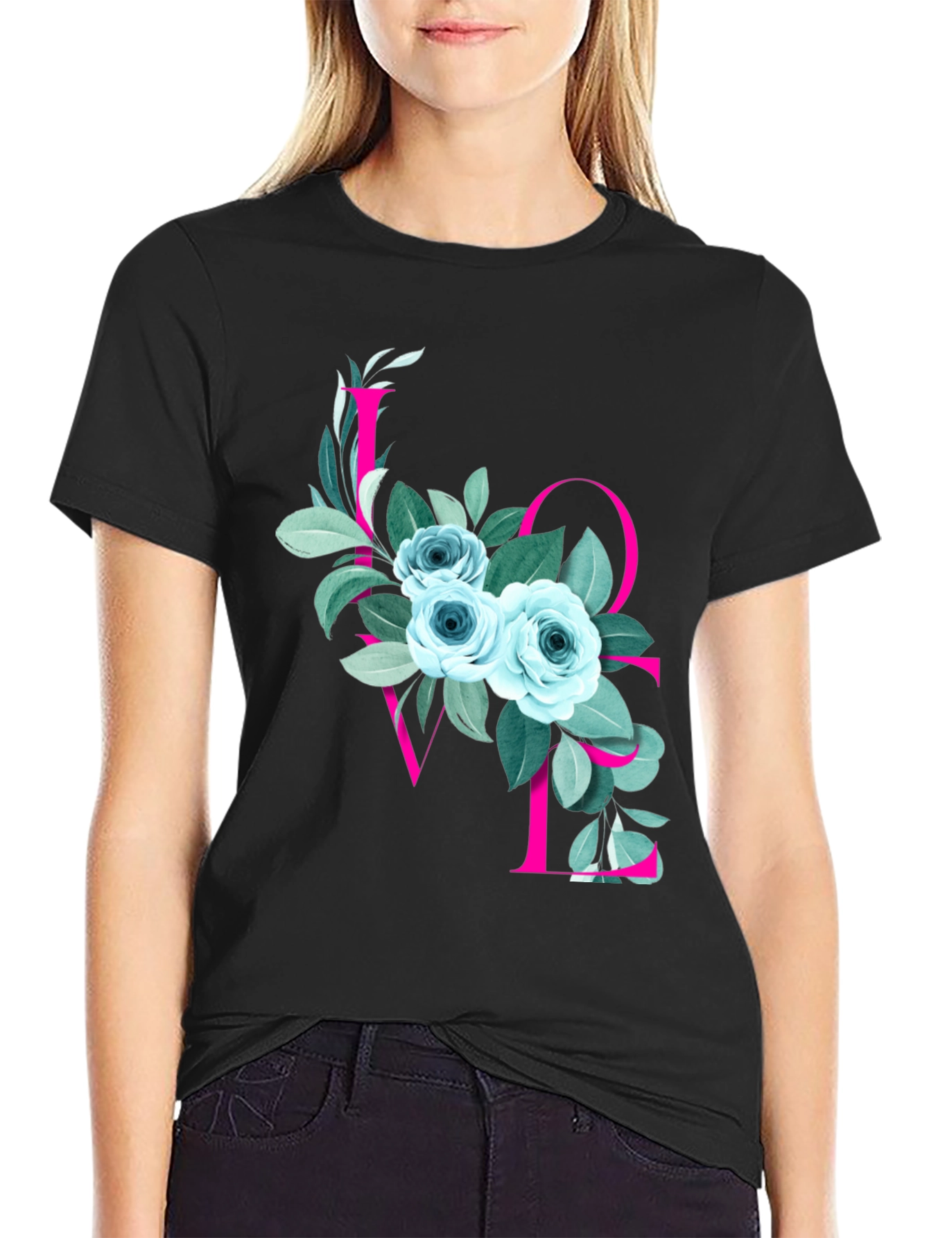 Floral LOVE Graphic T-Shirt - Stylish Mens Tee