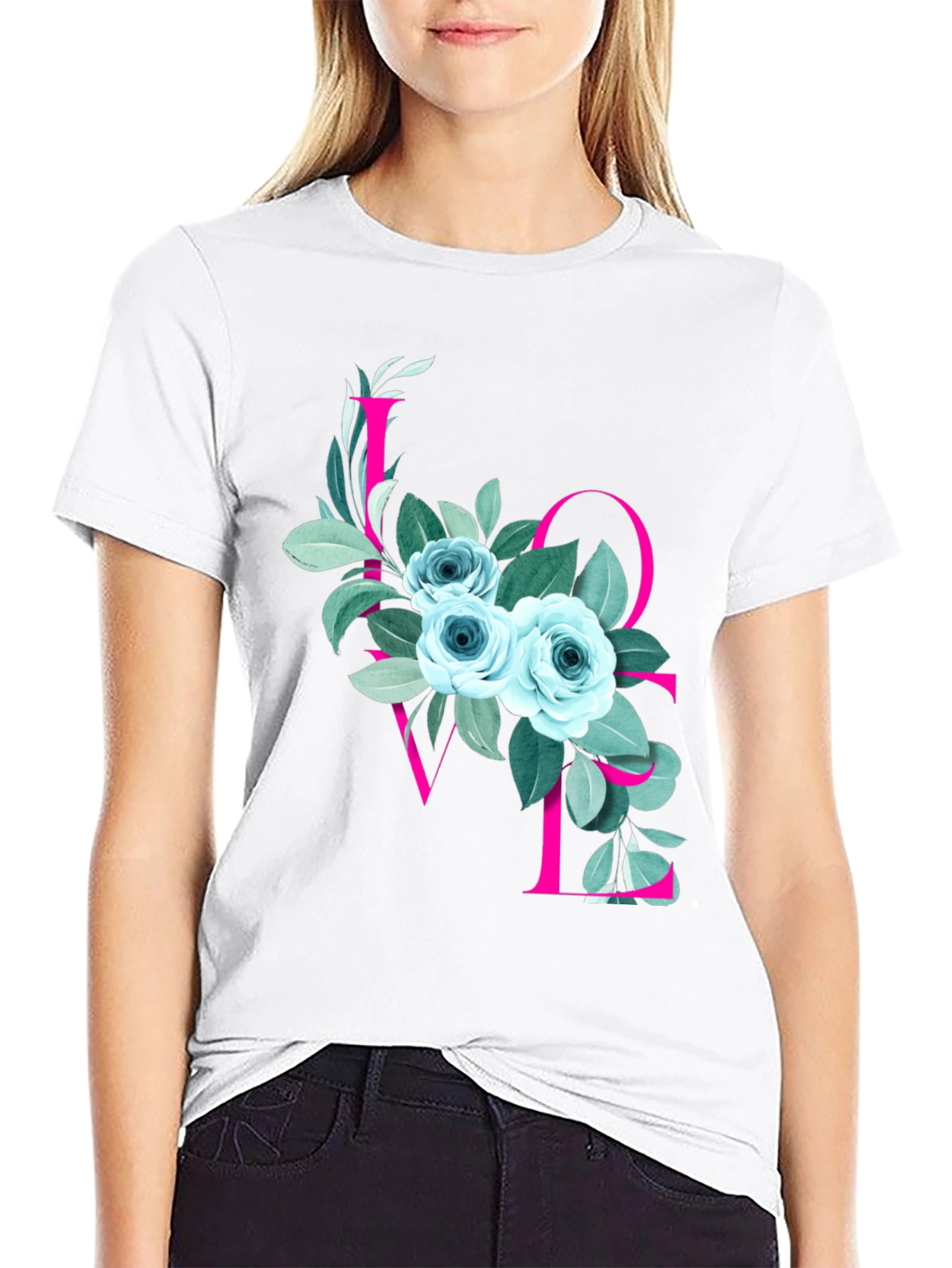 Floral LOVE Graphic T-Shirt - Stylish Mens Tee