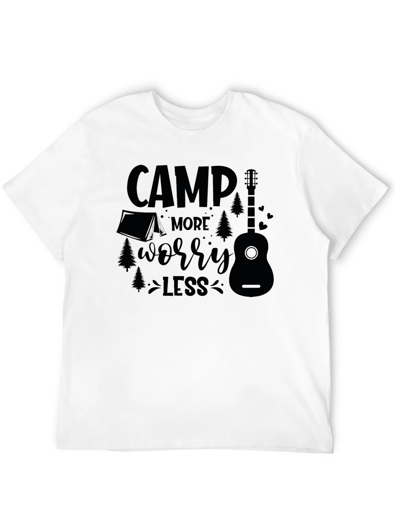 Camp More Worry Less Black Graphic T-Shirt
