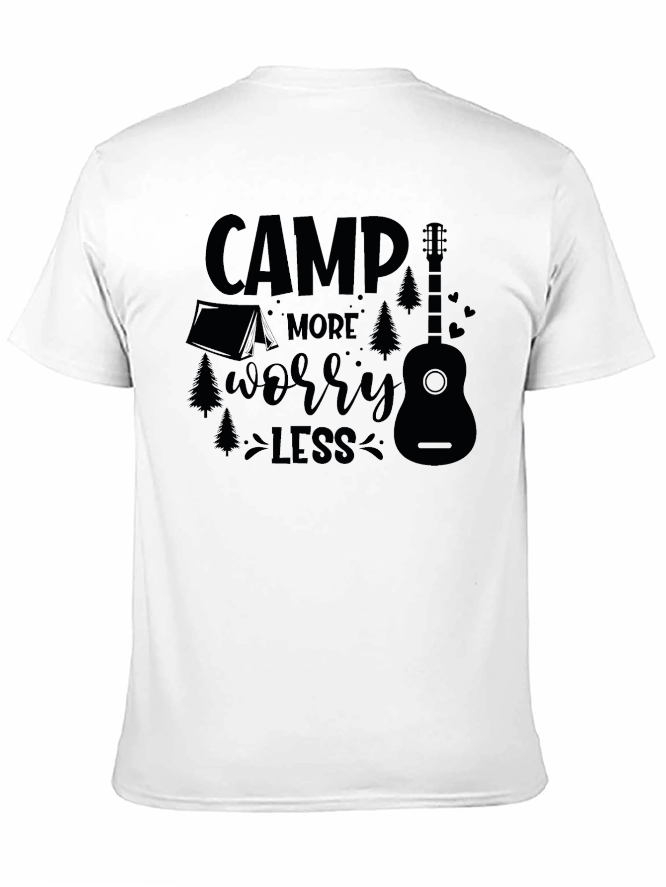 Camp More Worry Less Black Graphic T-Shirt