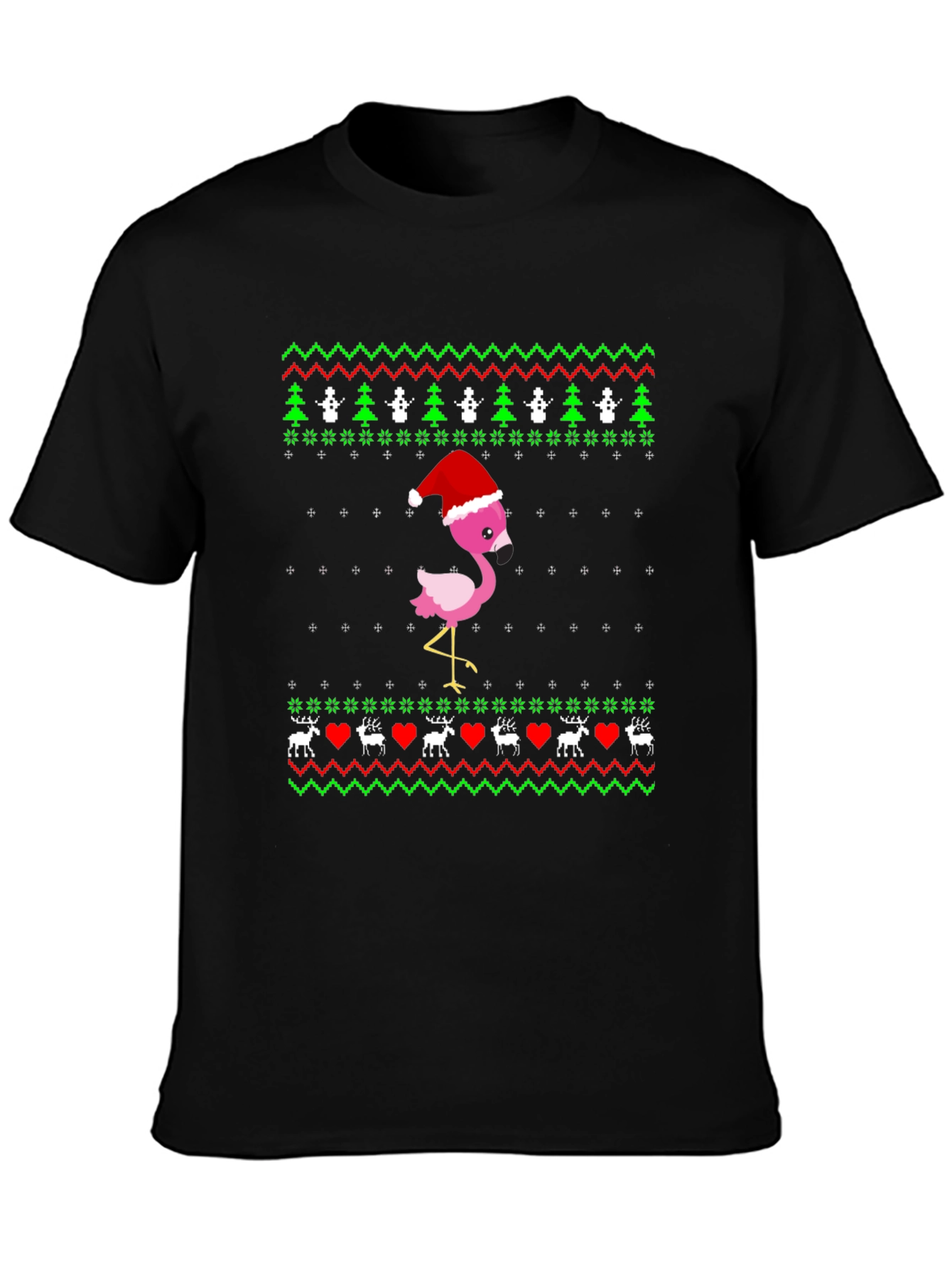 Festive Flamingo Ugly Christmas Sweater Tee