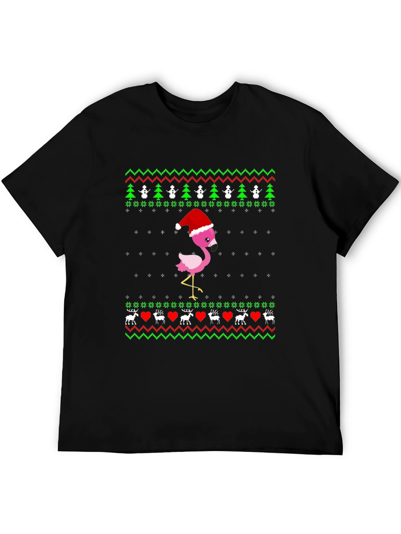 Festive Flamingo Ugly Christmas Sweater Tee