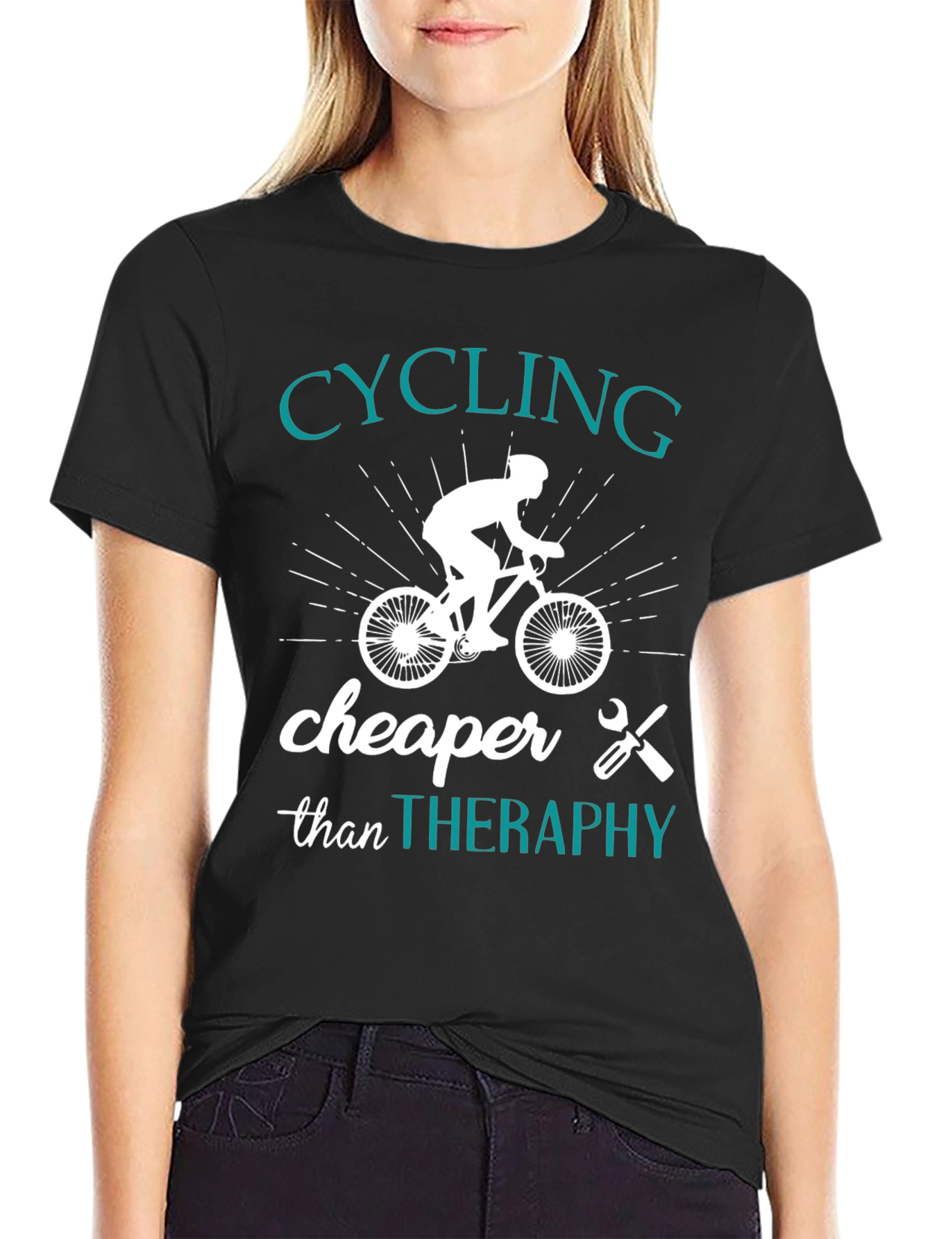 Cycling Cheaper Than Therapy Graphic T-Shirt