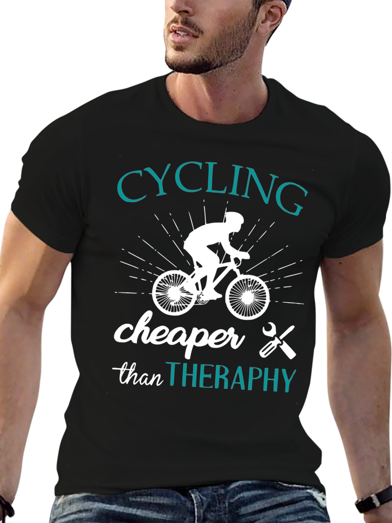 Cycling Cheaper Than Therapy Graphic T-Shirt
