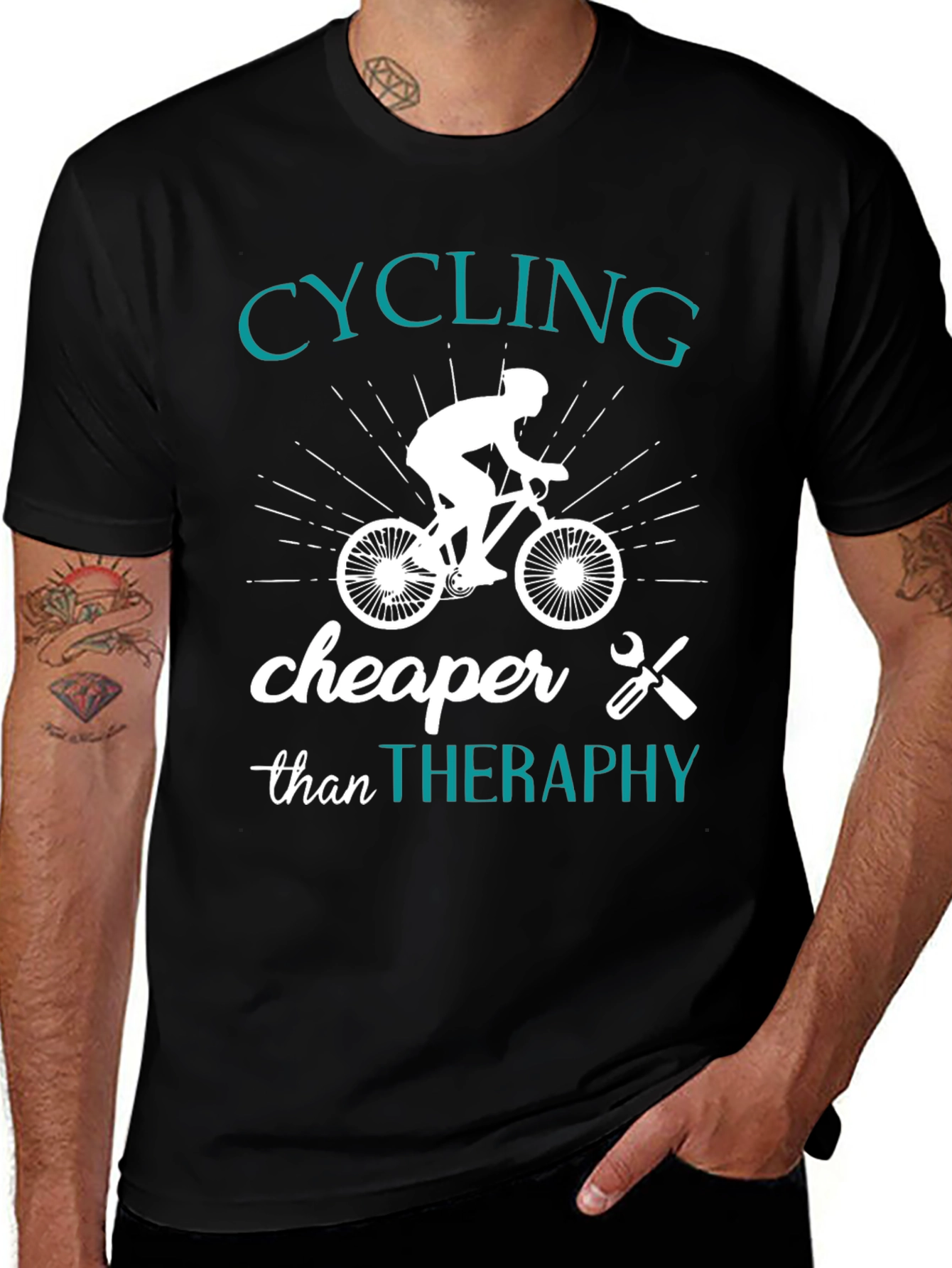 Cycling Cheaper Than Therapy Graphic T-Shirt