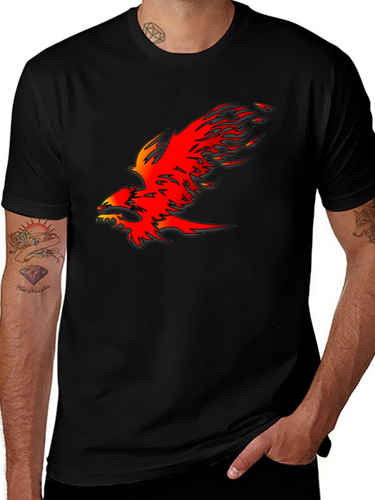 Fiery Phoenix Graphic Tee - Bold Black Cotton T-Shirt
