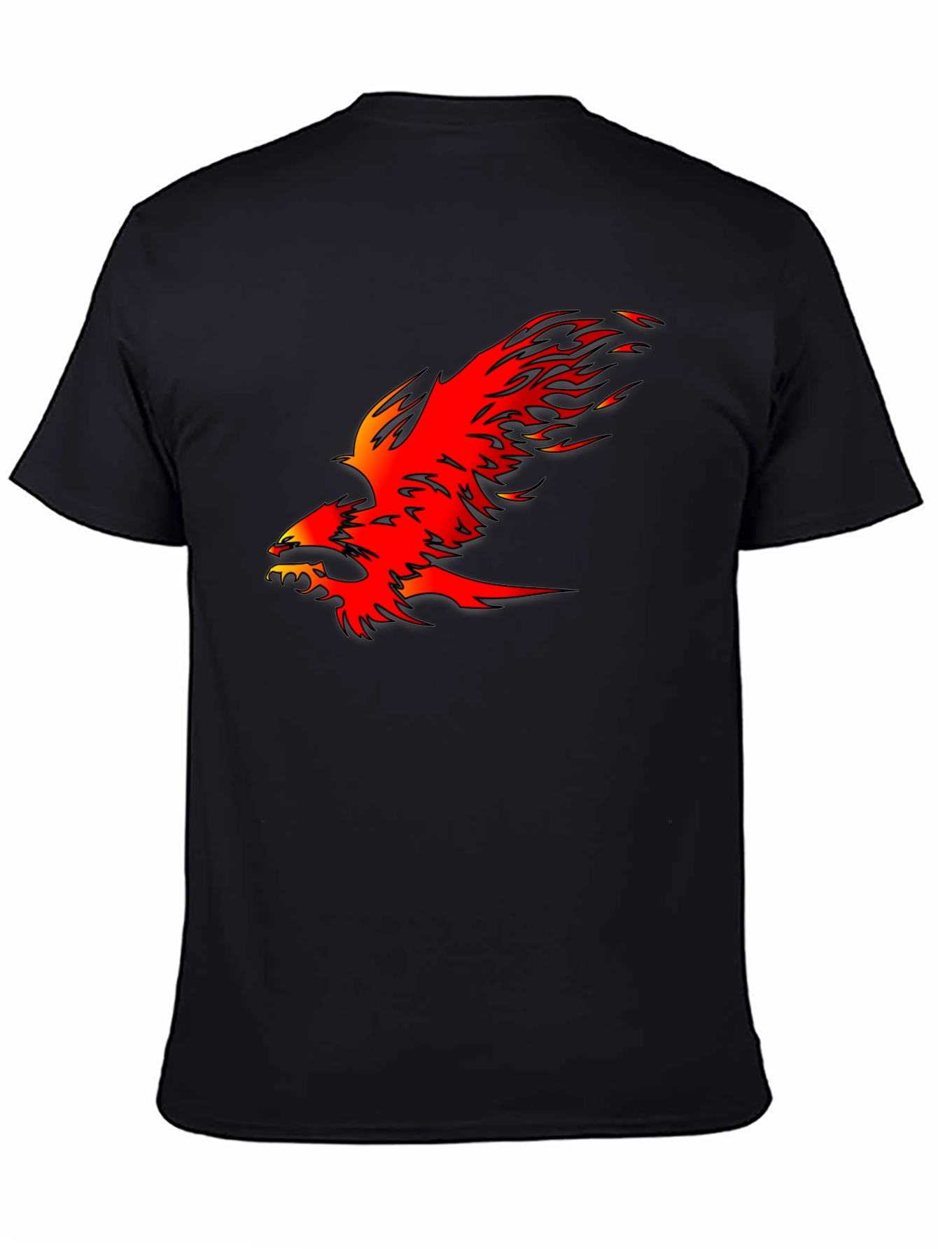 Fiery Phoenix Graphic Tee - Bold Black Cotton T-Shirt